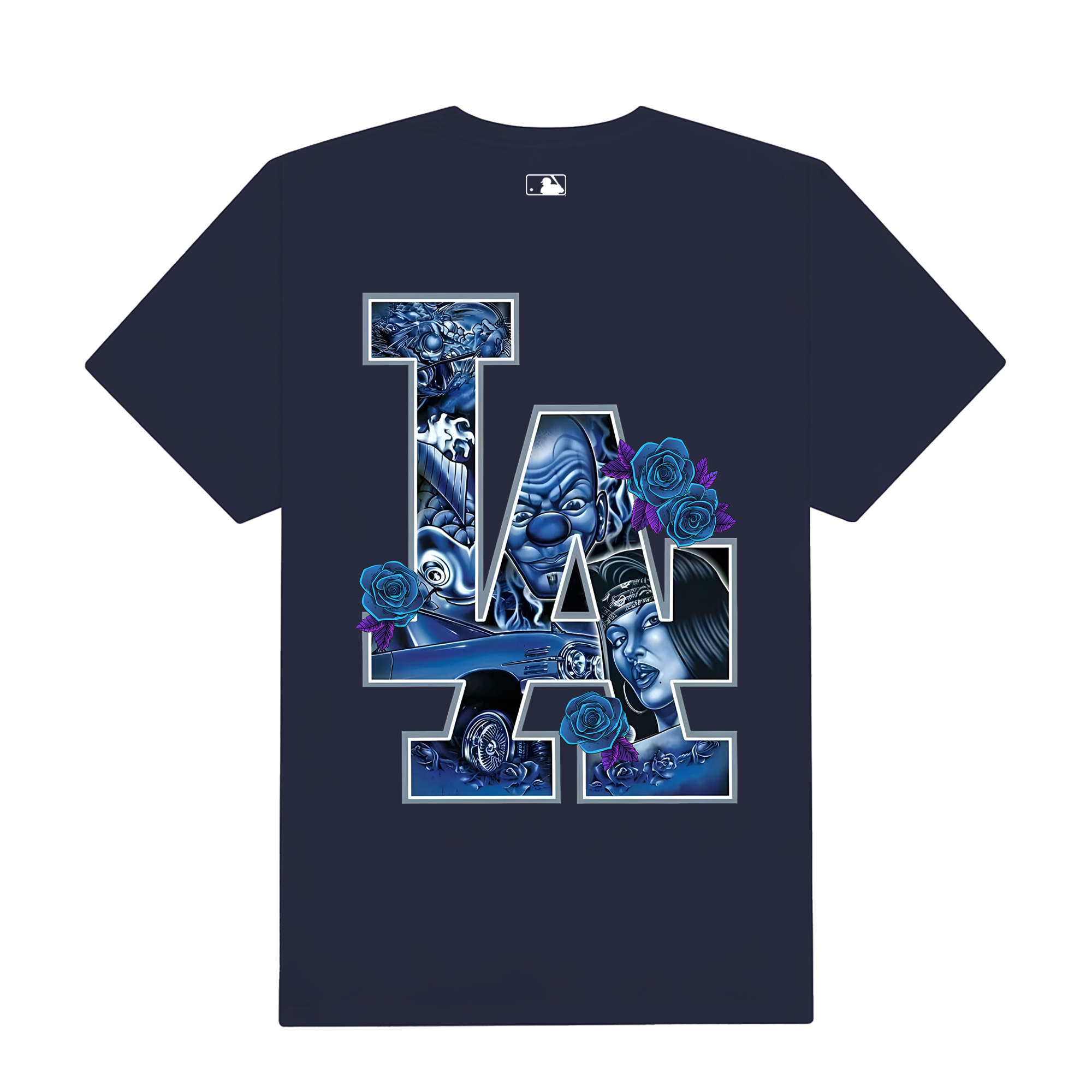 MLB FLoral Blue Rose Gangster T-Shirt