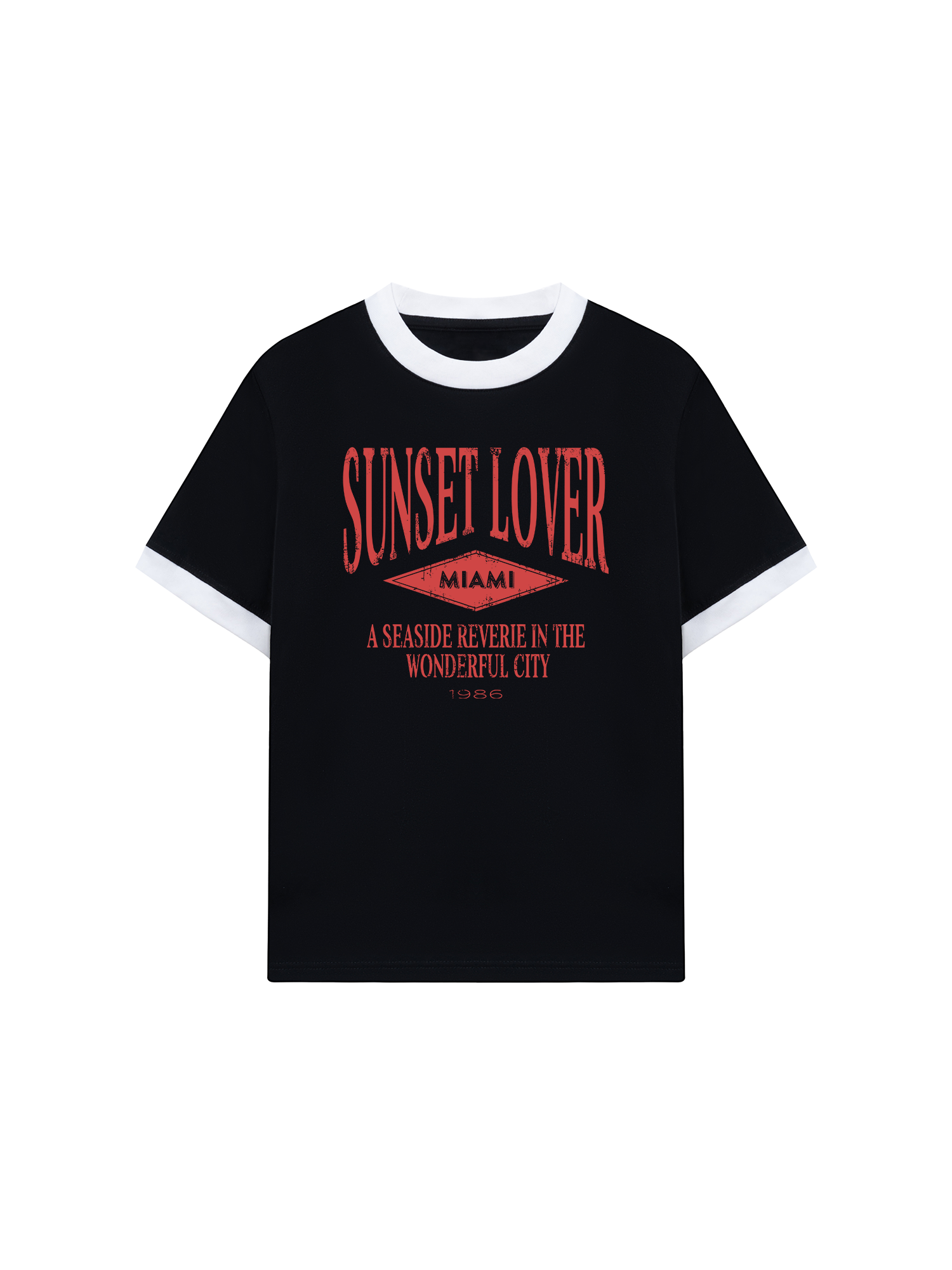 Áo Thun Ringer Relaxed Fit City Sunset Lover Miami