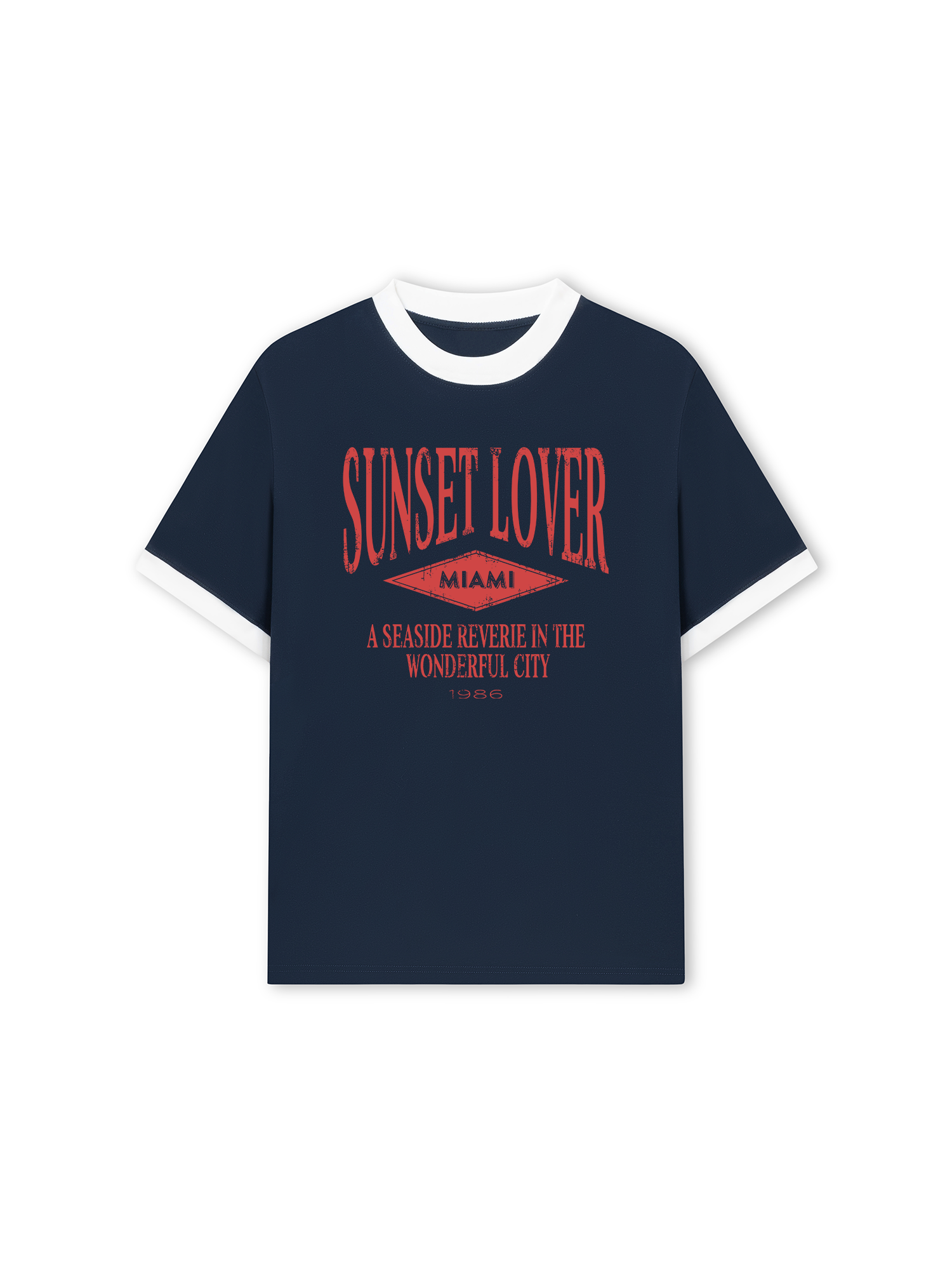 Áo Thun Ringer Relaxed Fit City Sunset Lover Miami