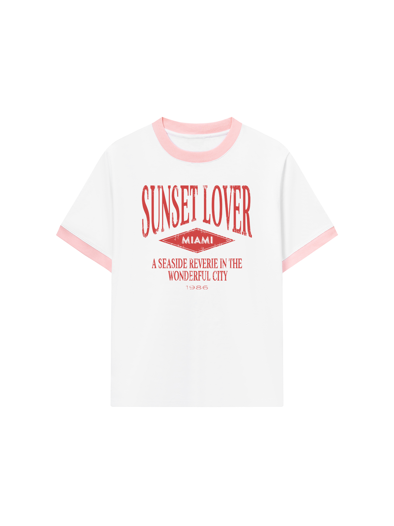 Áo Thun Ringer Relaxed Fit City Sunset Lover Miami