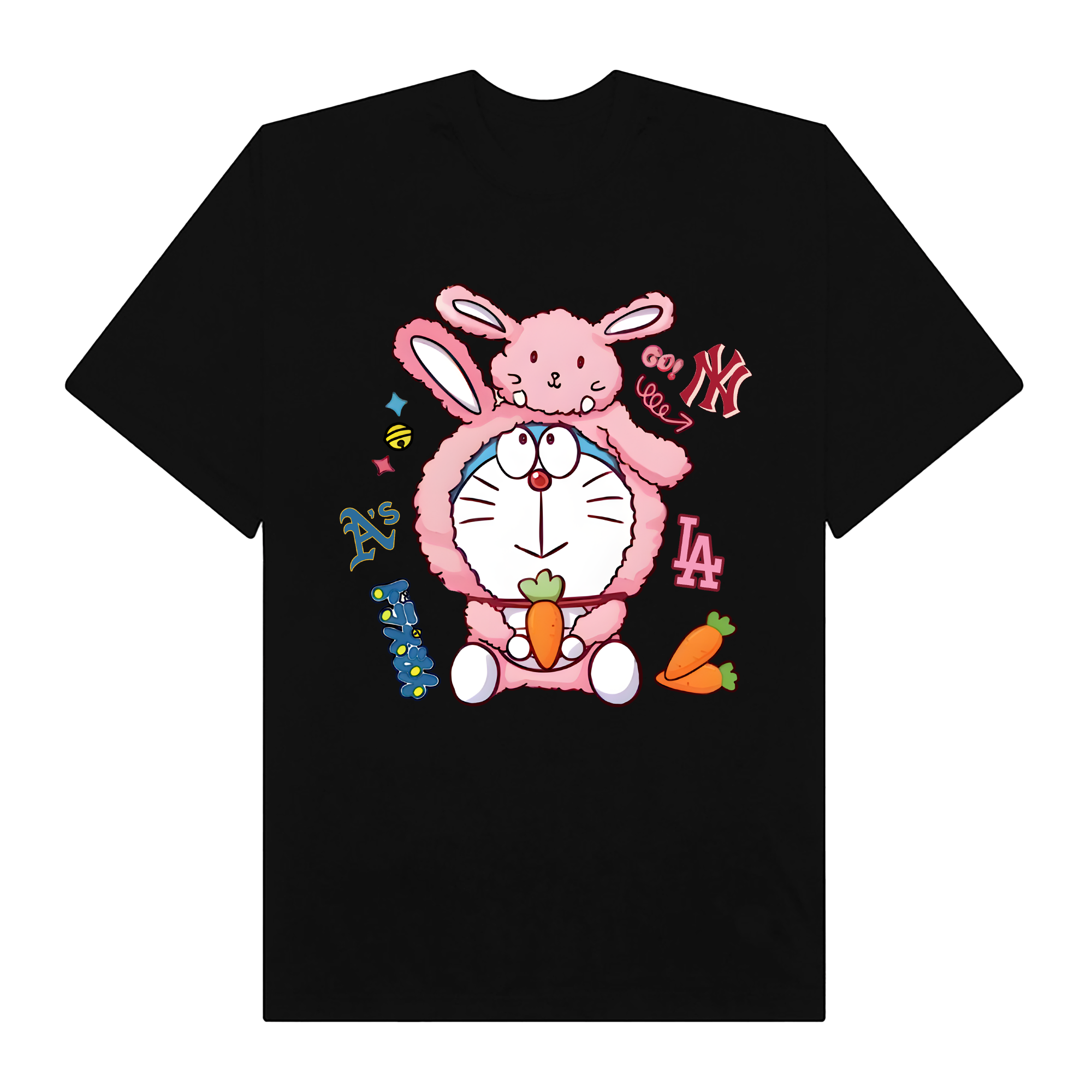 MLB Anime Cute Doraemon With Bunny T-Shirt