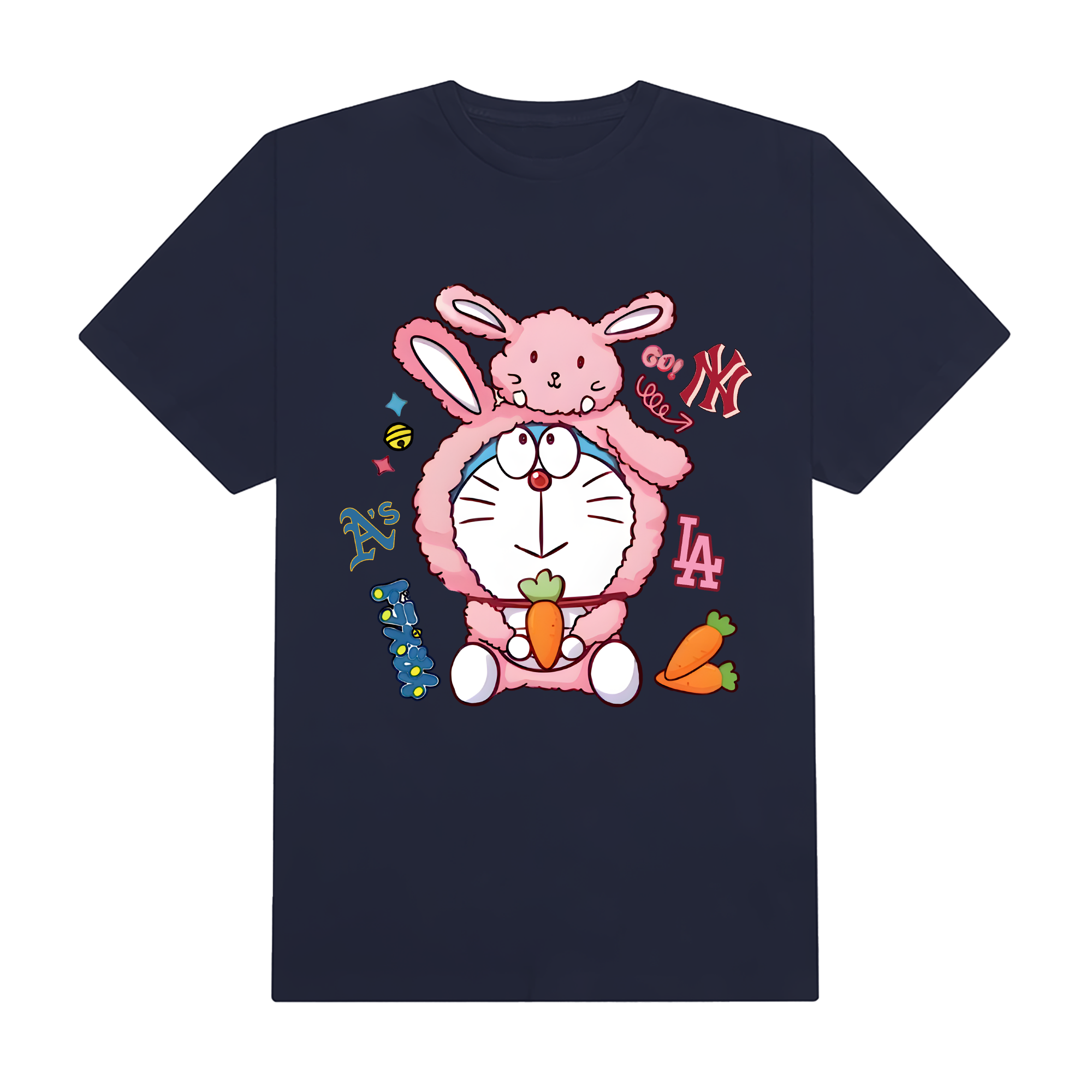 MLB Anime Cute Doraemon With Bunny T-Shirt