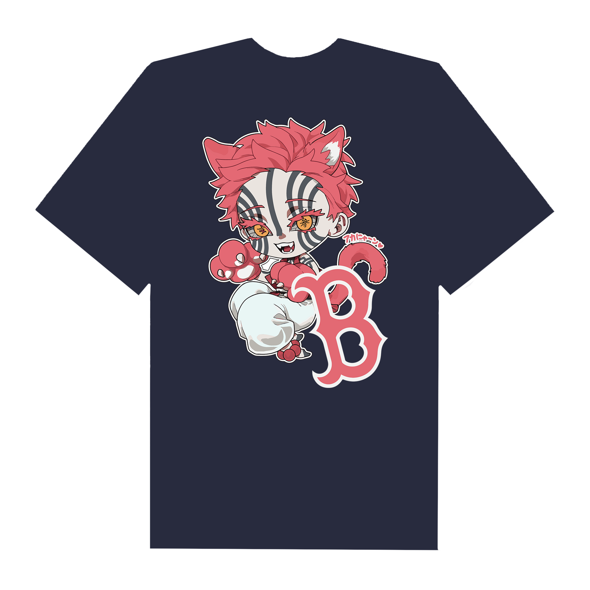 MLB Anime Demon Slayer Neko Akaza Boston T-Shirt