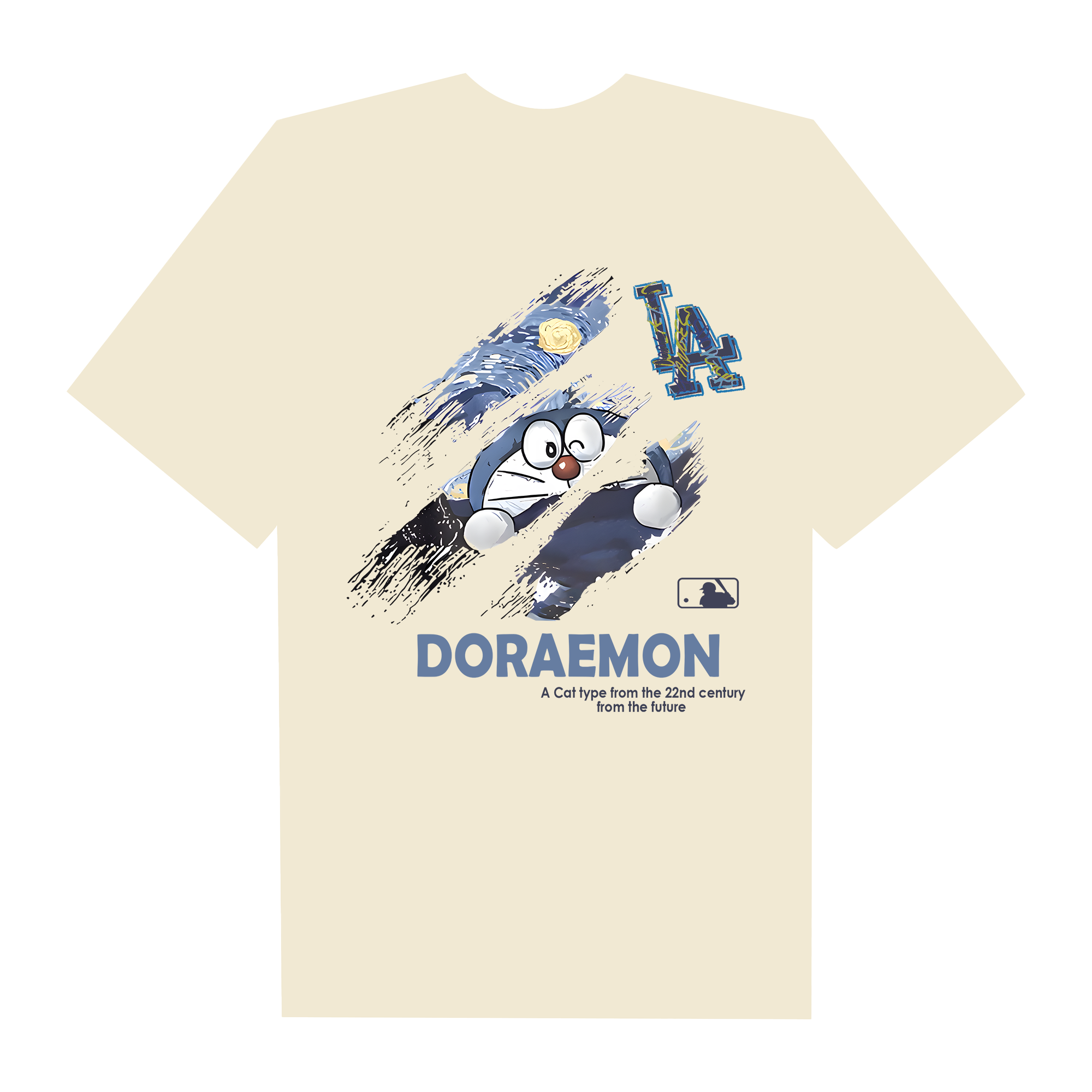 MLB Anime Doraemon LA Painting T-Shirt