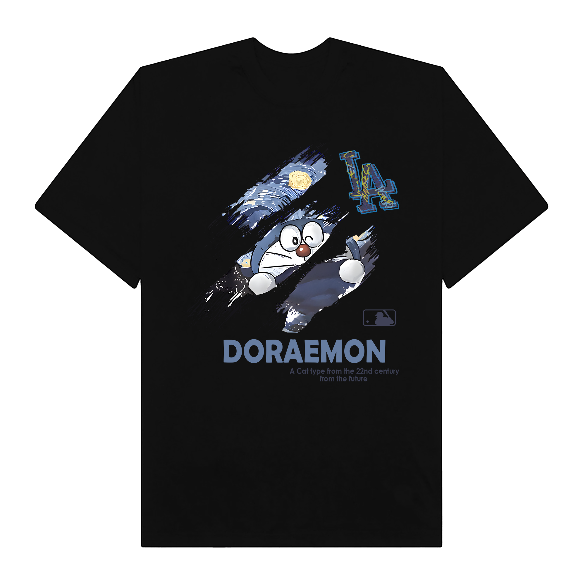 MLB Anime Doraemon LA Painting T-Shirt