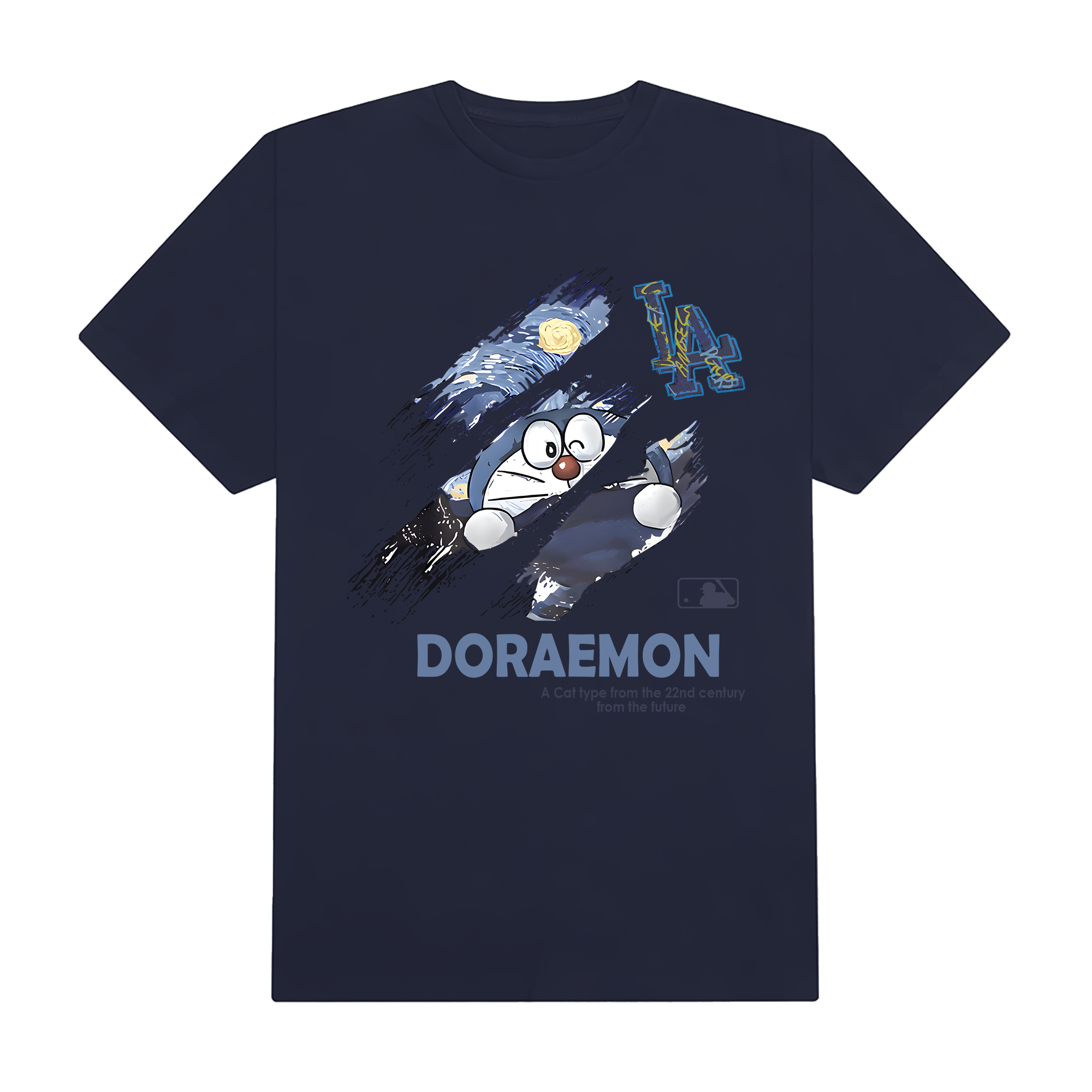 MLB Anime Doraemon LA Painting T-Shirt