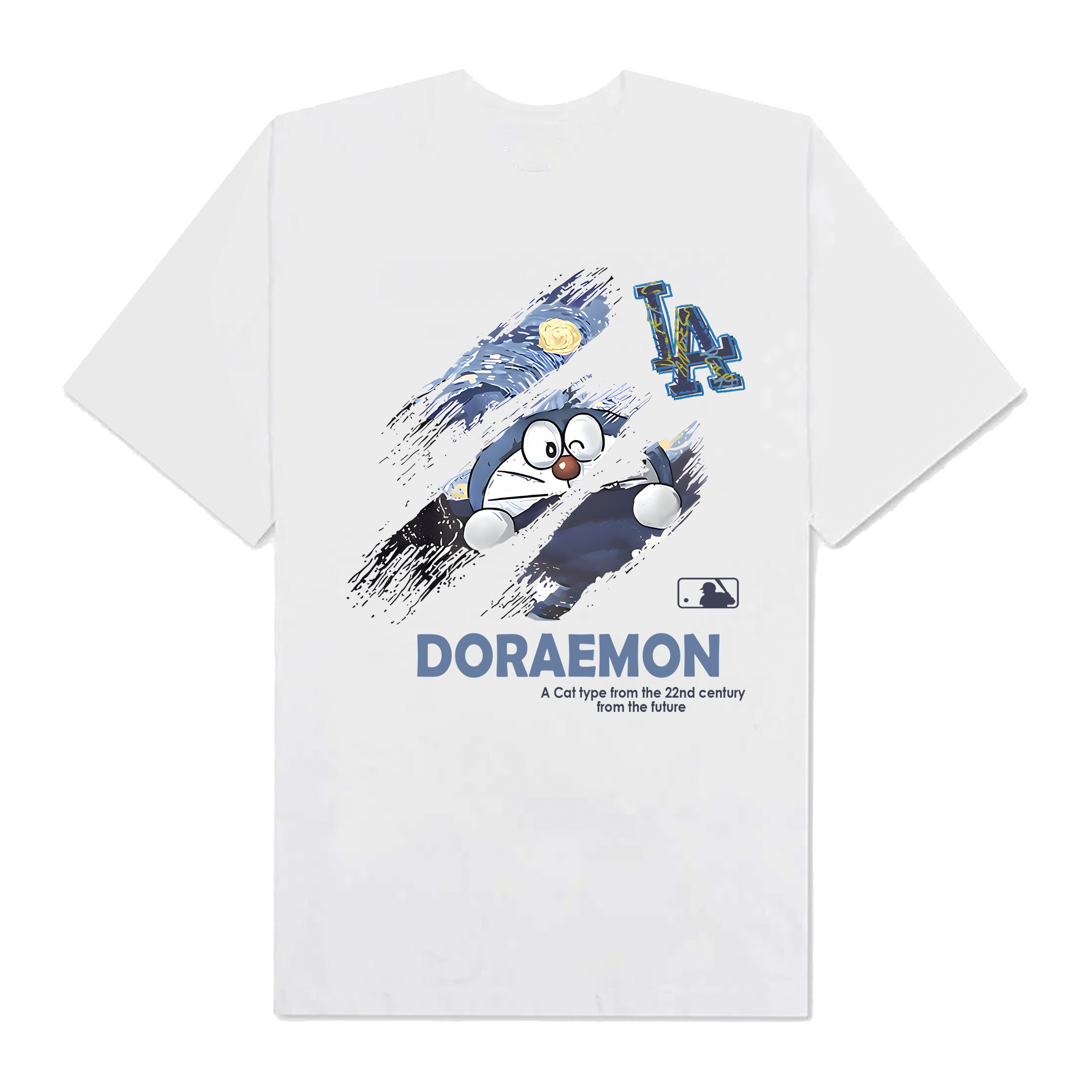 MLB Anime Doraemon LA Painting T-Shirt