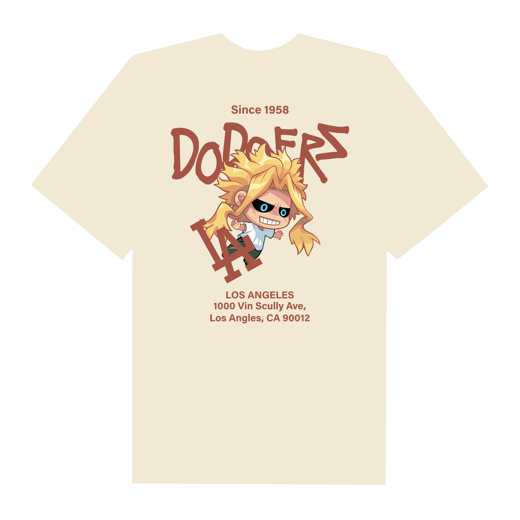 MLB Anime Hero Academy All Might Dodgers Chibi T-Shirt