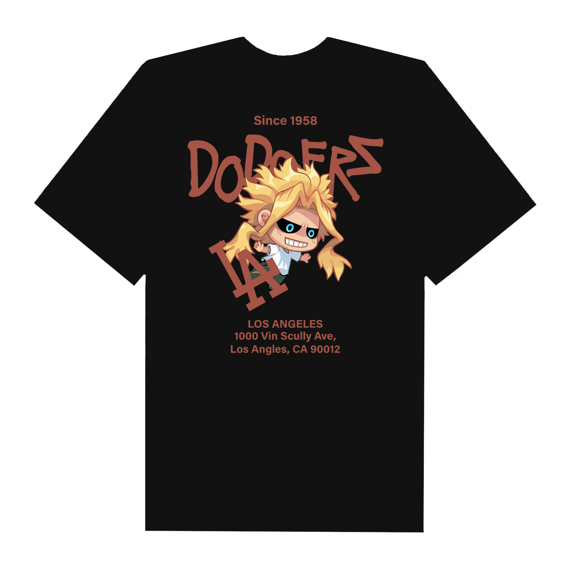 MLB Anime Hero Academy All Might Dodgers Chibi T-Shirt