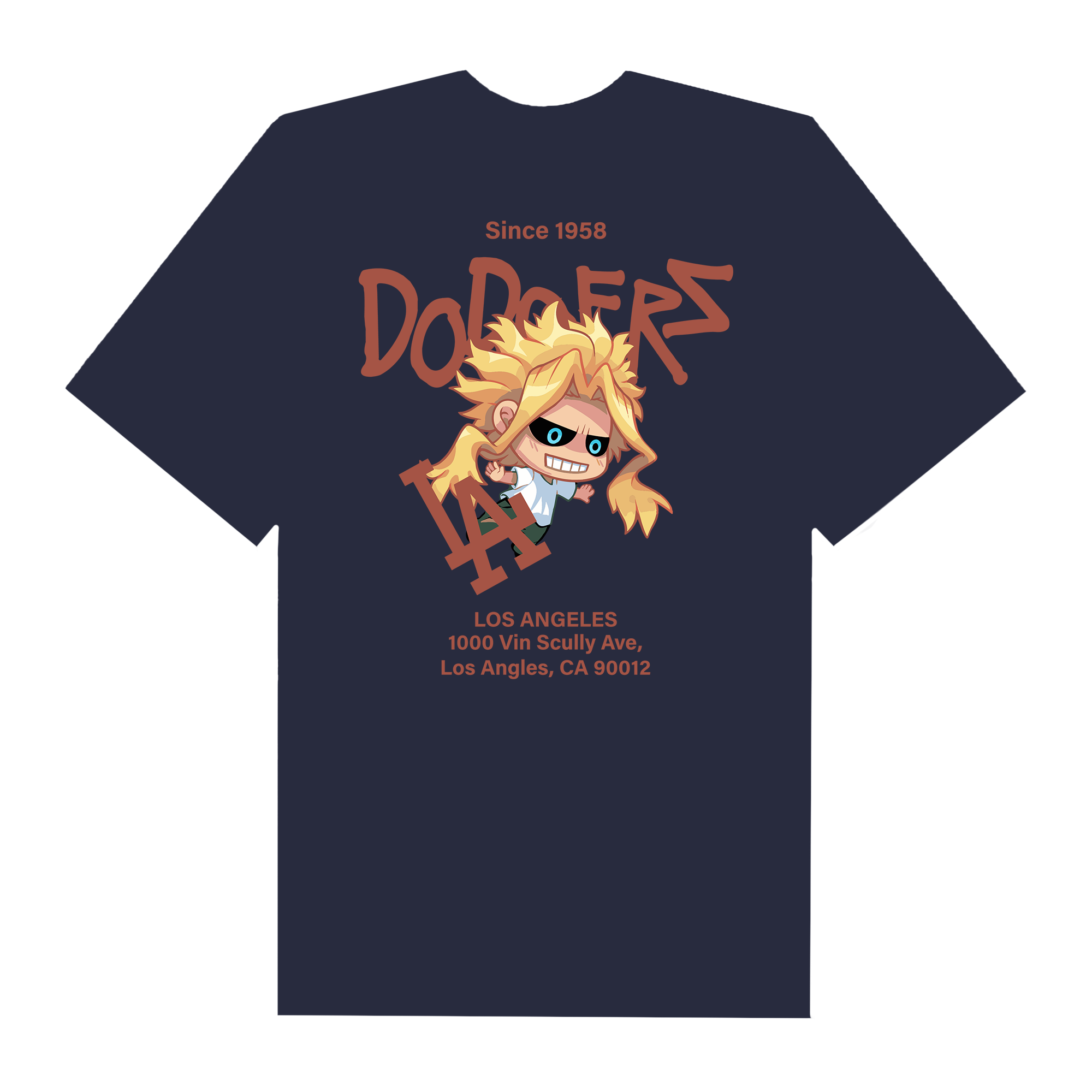 MLB Anime Hero Academy All Might Dodgers Chibi T-Shirt