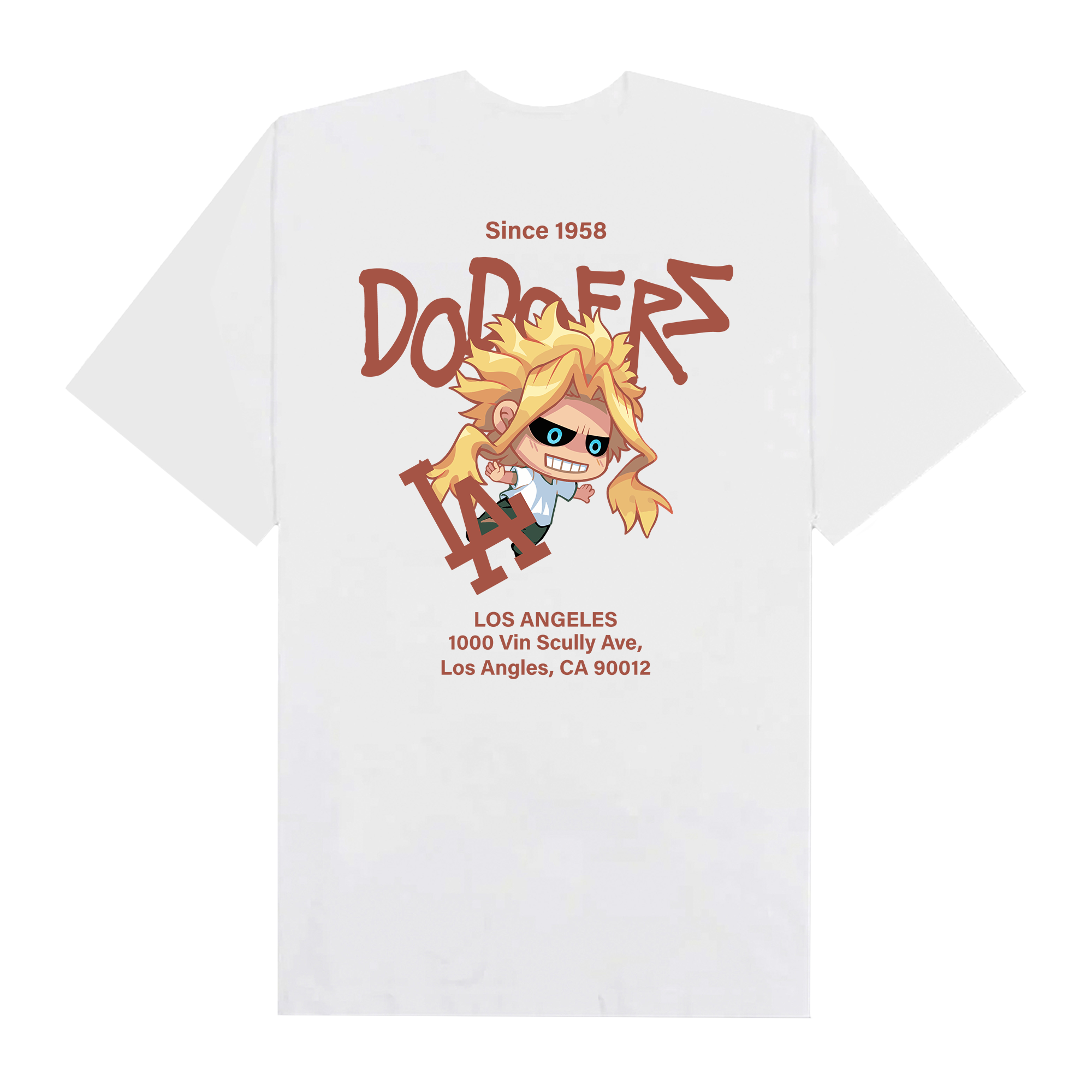 MLB Anime Hero Academy All Might Dodgers Chibi T-Shirt