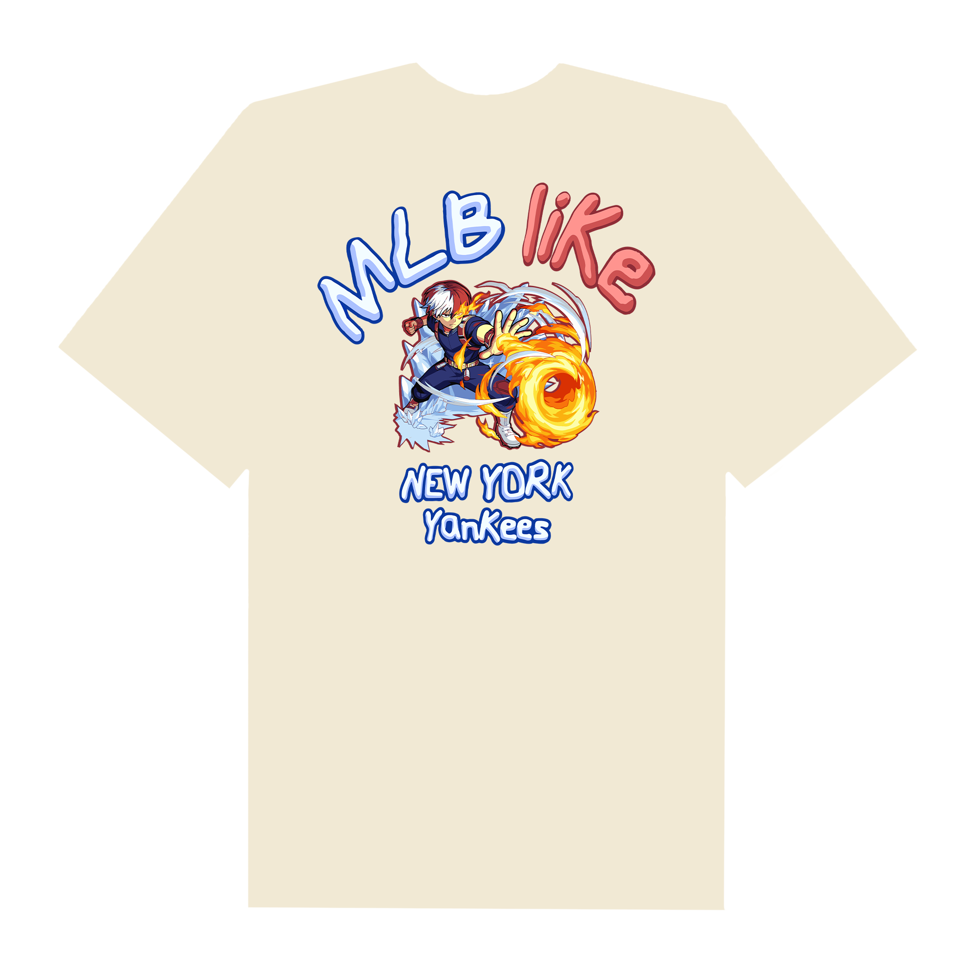 MLB Anime Hero Academy Todoroki Like Yankees T-Shirt