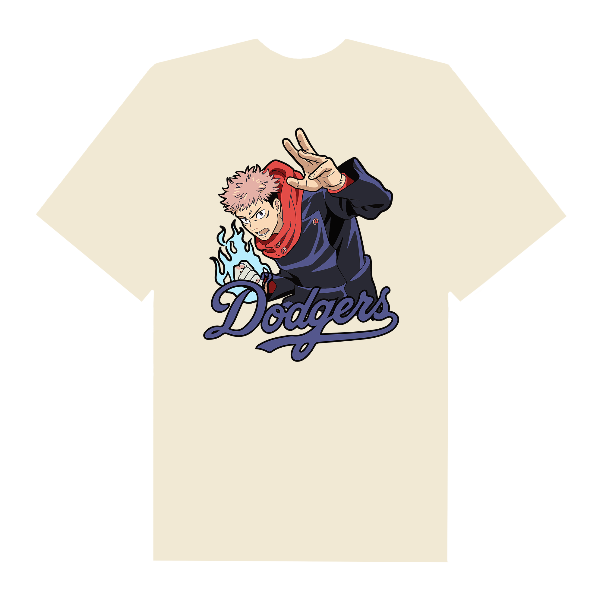 MLB Anime Jujustu Kaisen Fire Fist Dodgers NY T-Shirt