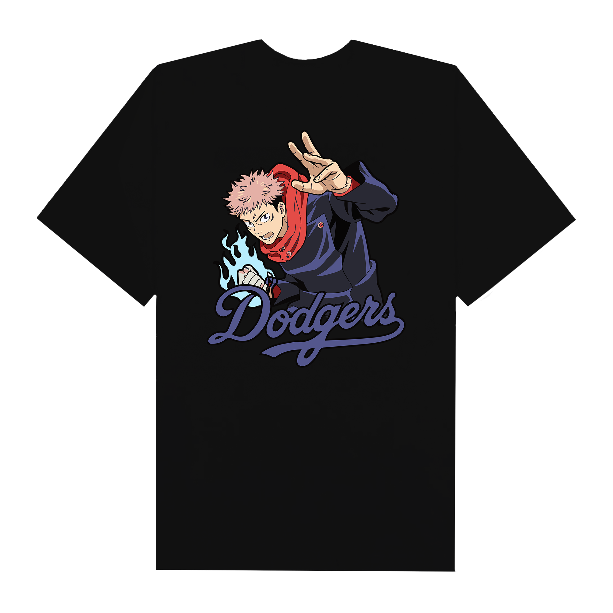 MLB Anime Jujustu Kaisen Fire Fist Dodgers NY T-Shirt