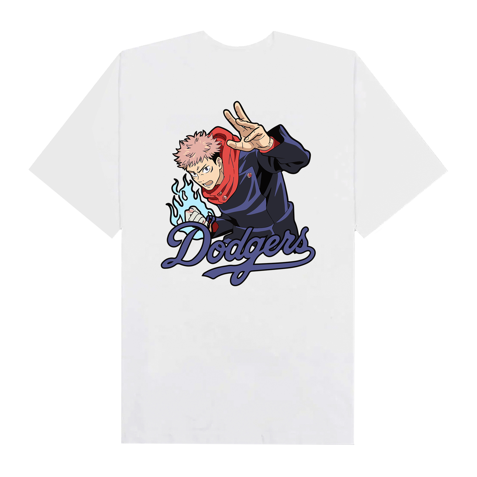 MLB Anime Jujustu Kaisen Fire Fist Dodgers NY T-Shirt