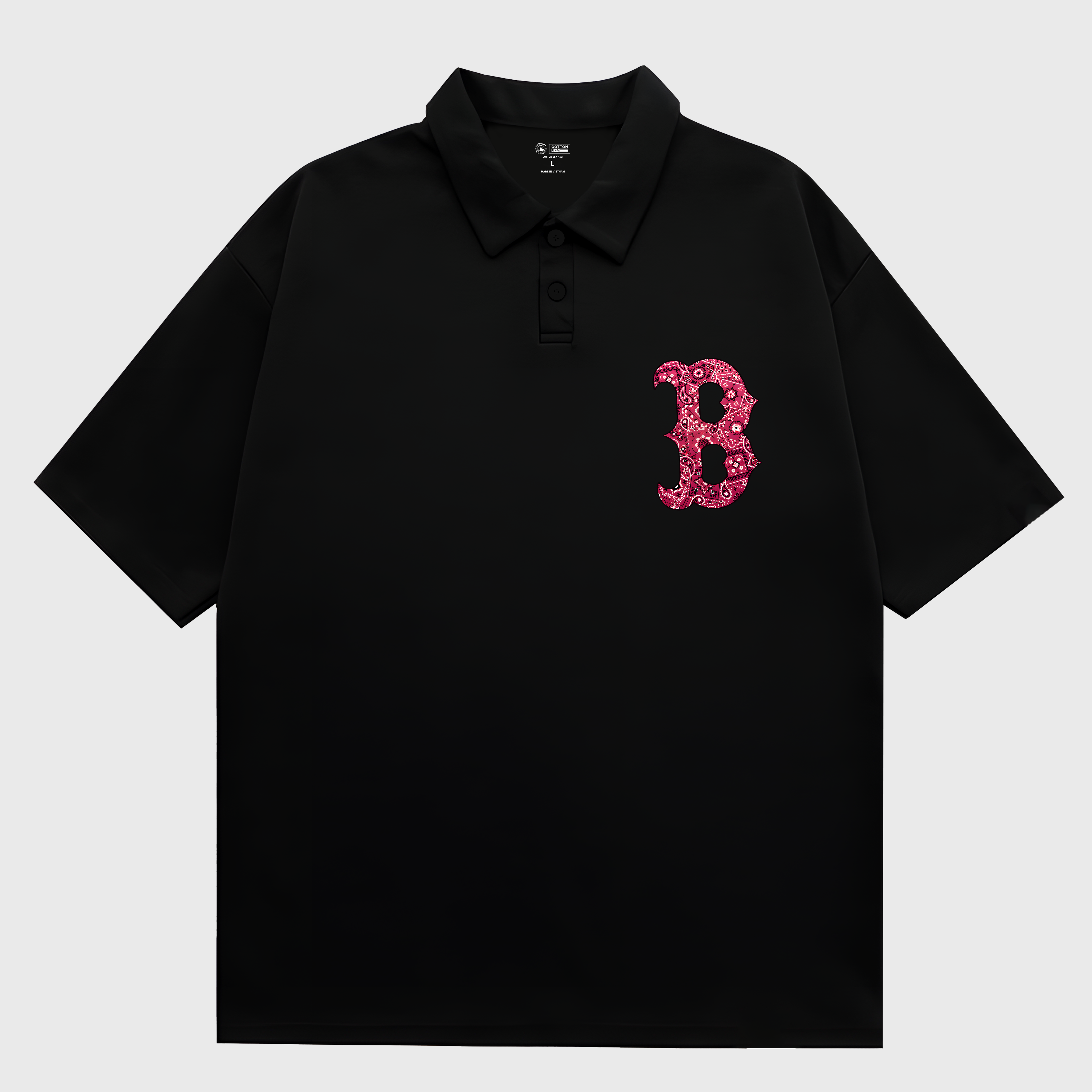 MLB FLoral Boston Red Bandana Polo