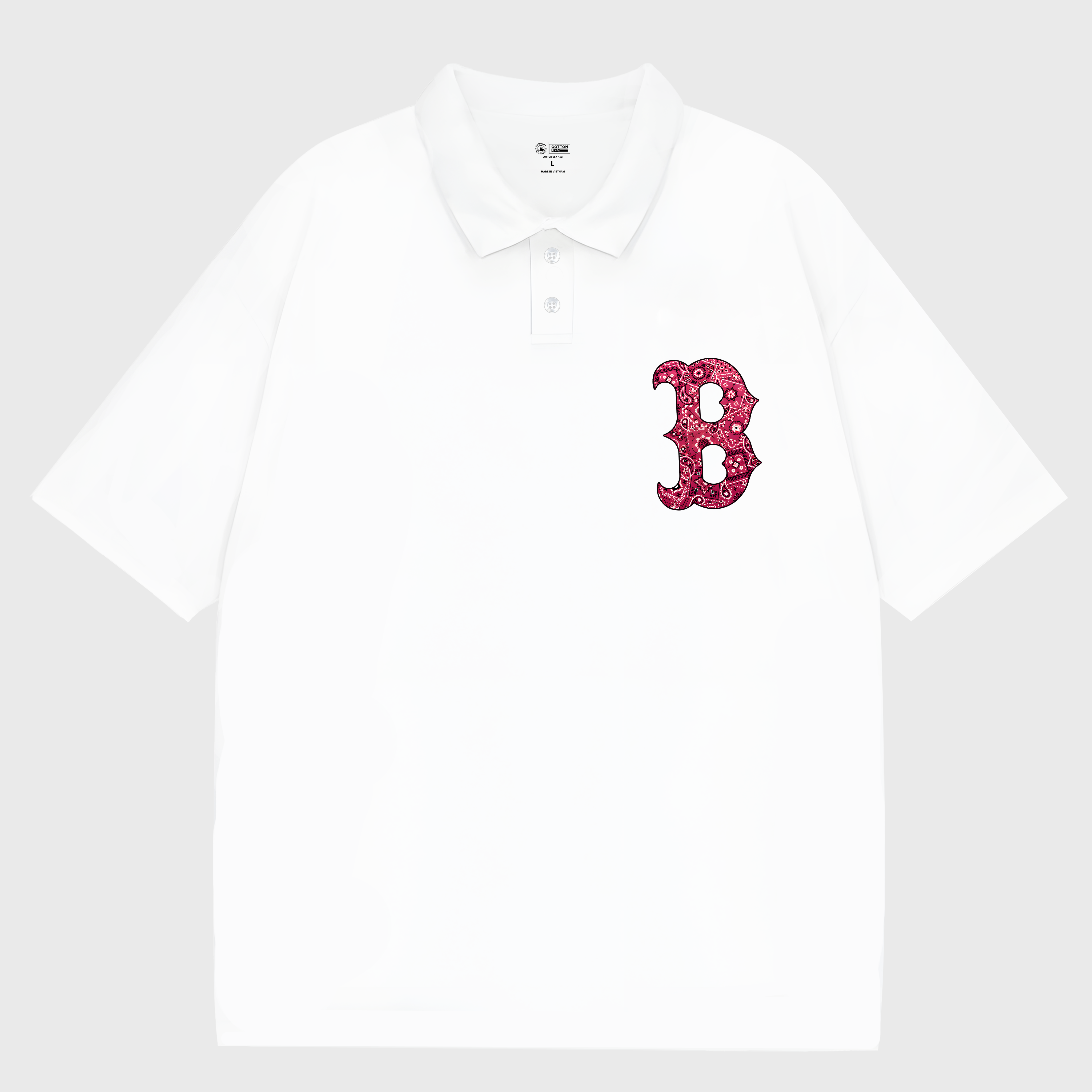 MLB FLoral Boston Red Bandana Polo