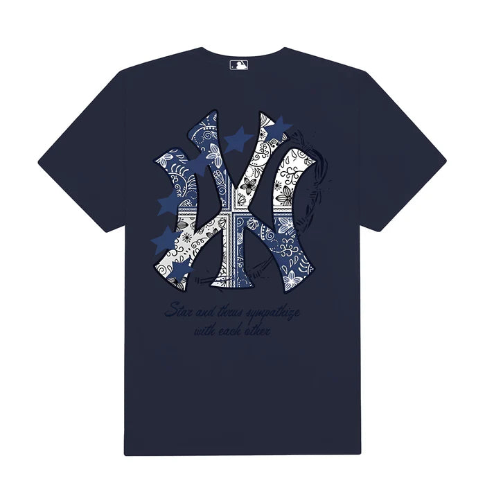 Flash Sale MLB Floral Blue Star Yankees T-Shirt