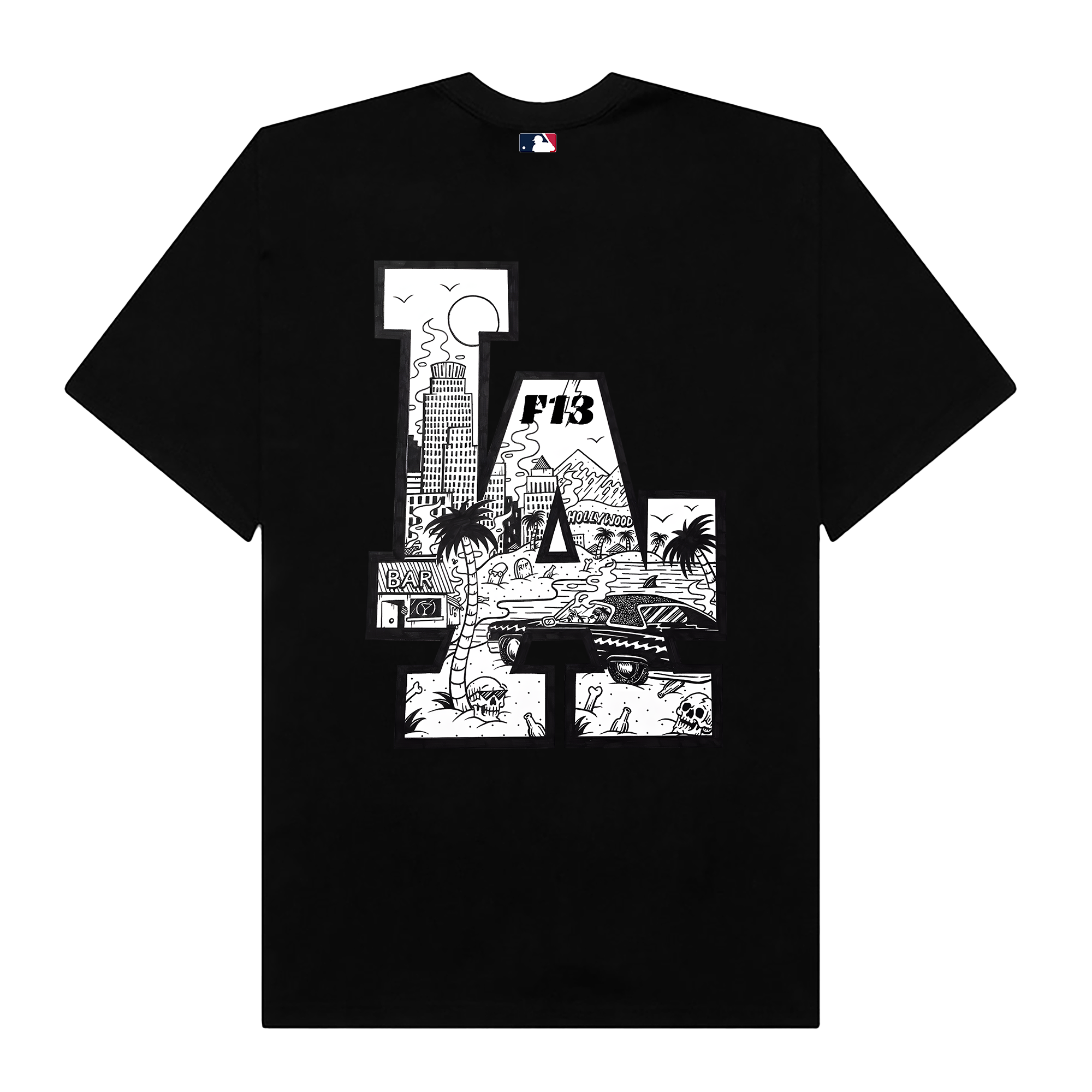 MLB Floral LA Beach Black And White T-Shirt