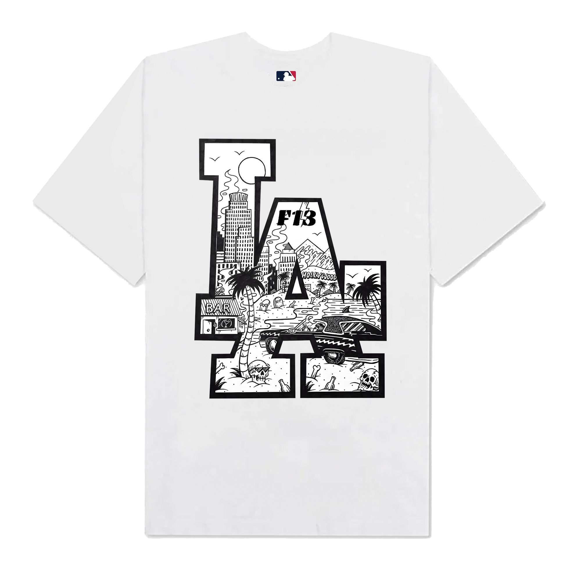 MLB Floral LA Beach Black And White T-Shirt