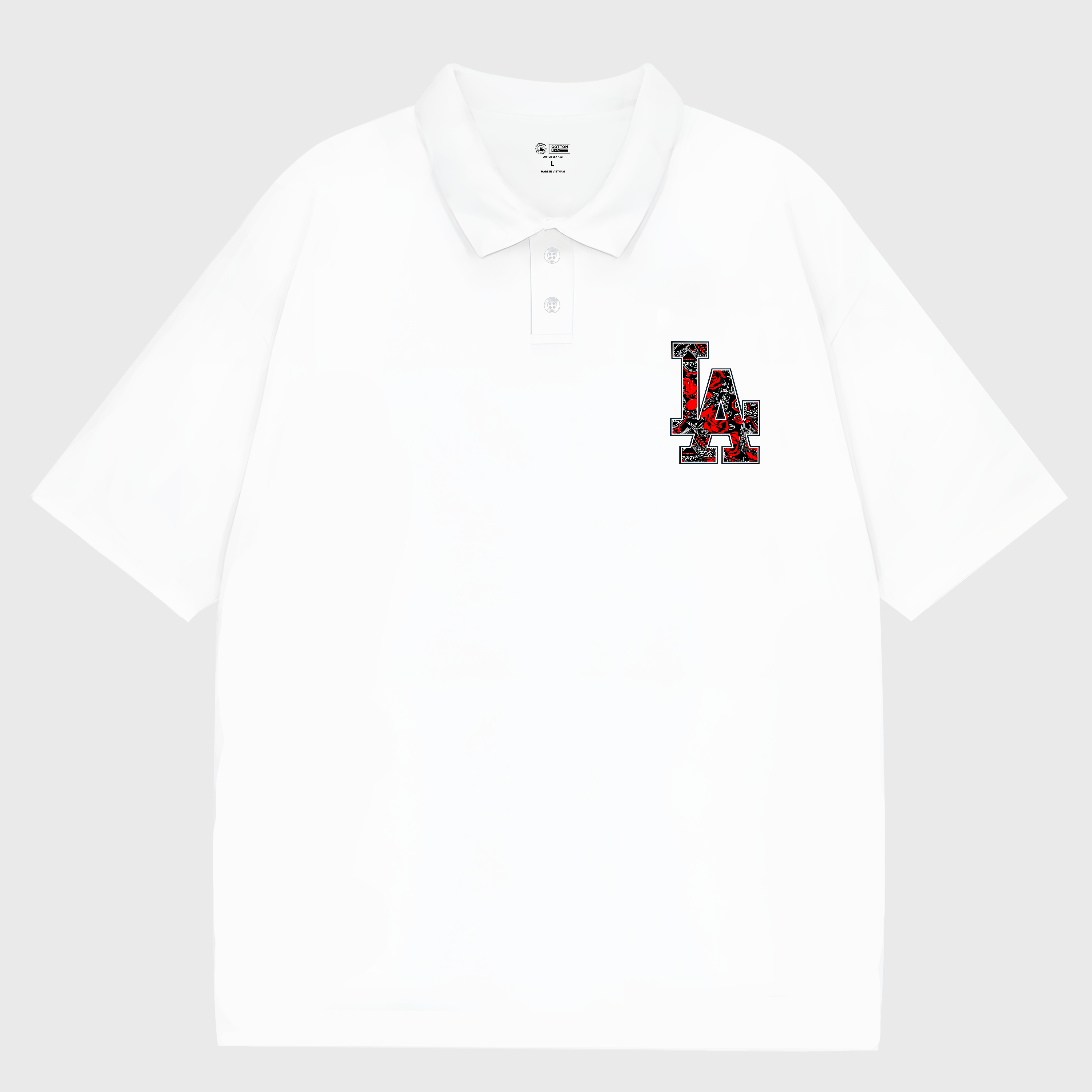 MLB Floral LA Rose Black Polo