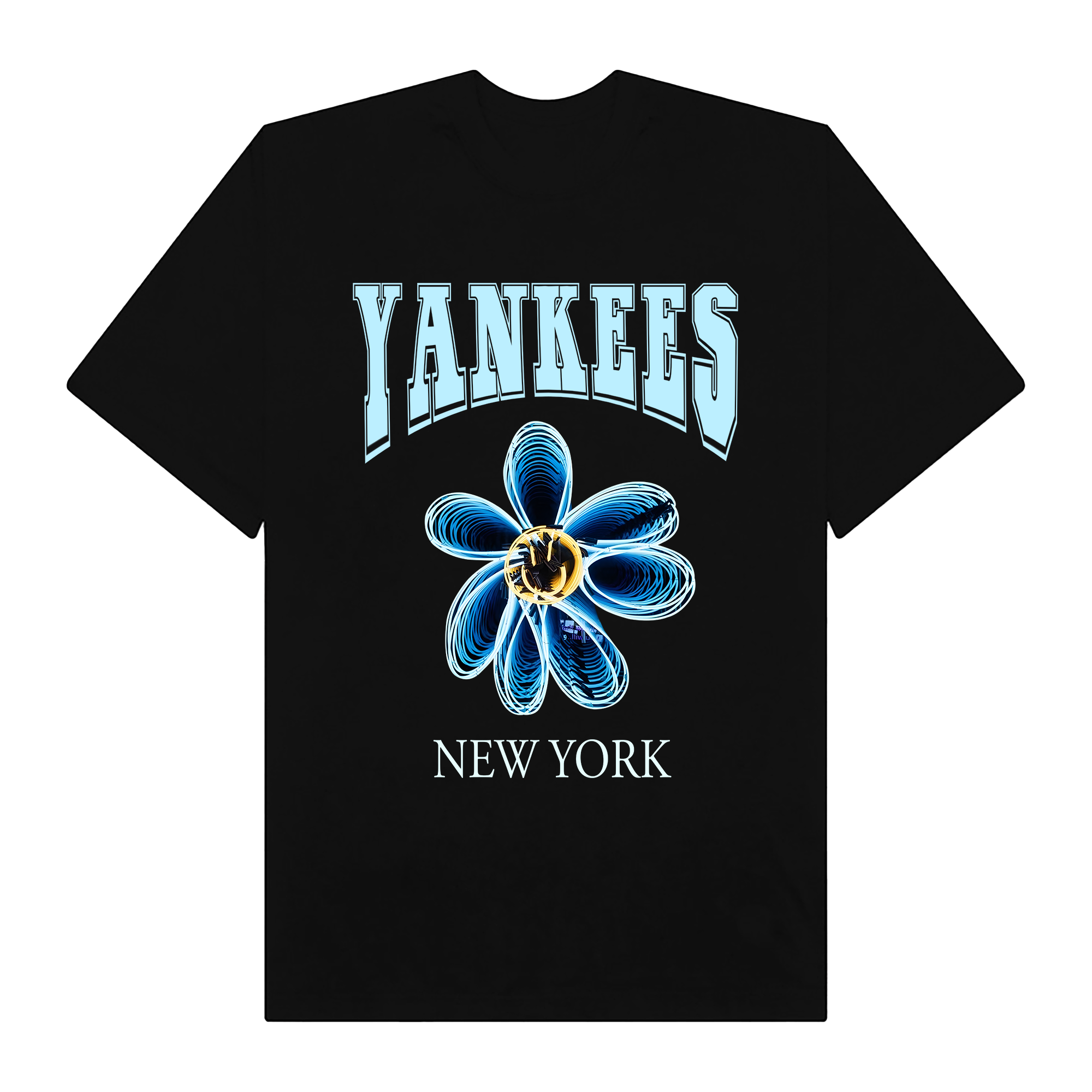 MLB Floral New York Yankees Flash Light Flower T-Shirt