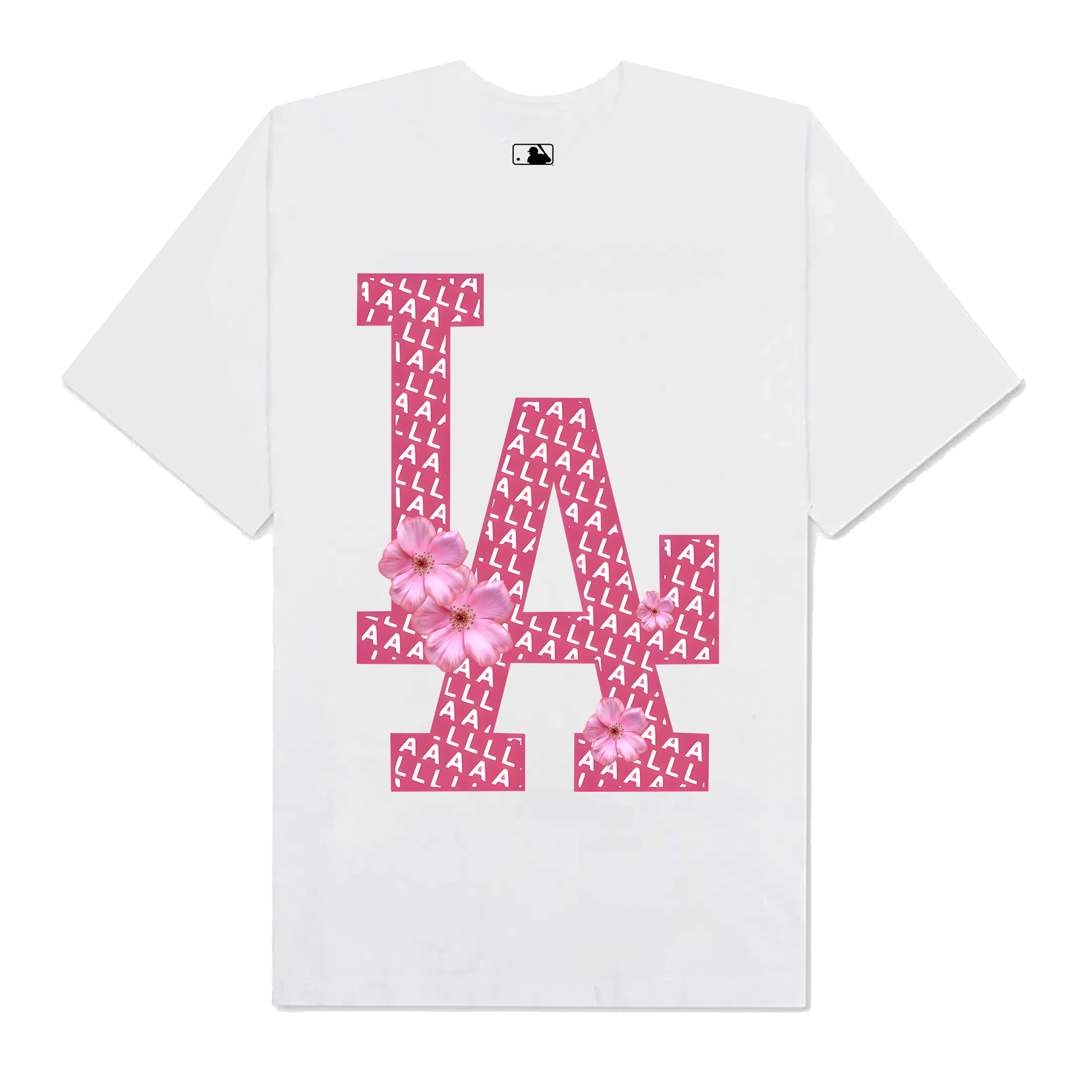 MLB Floral Pink Peach LA Flower  T-Shirt