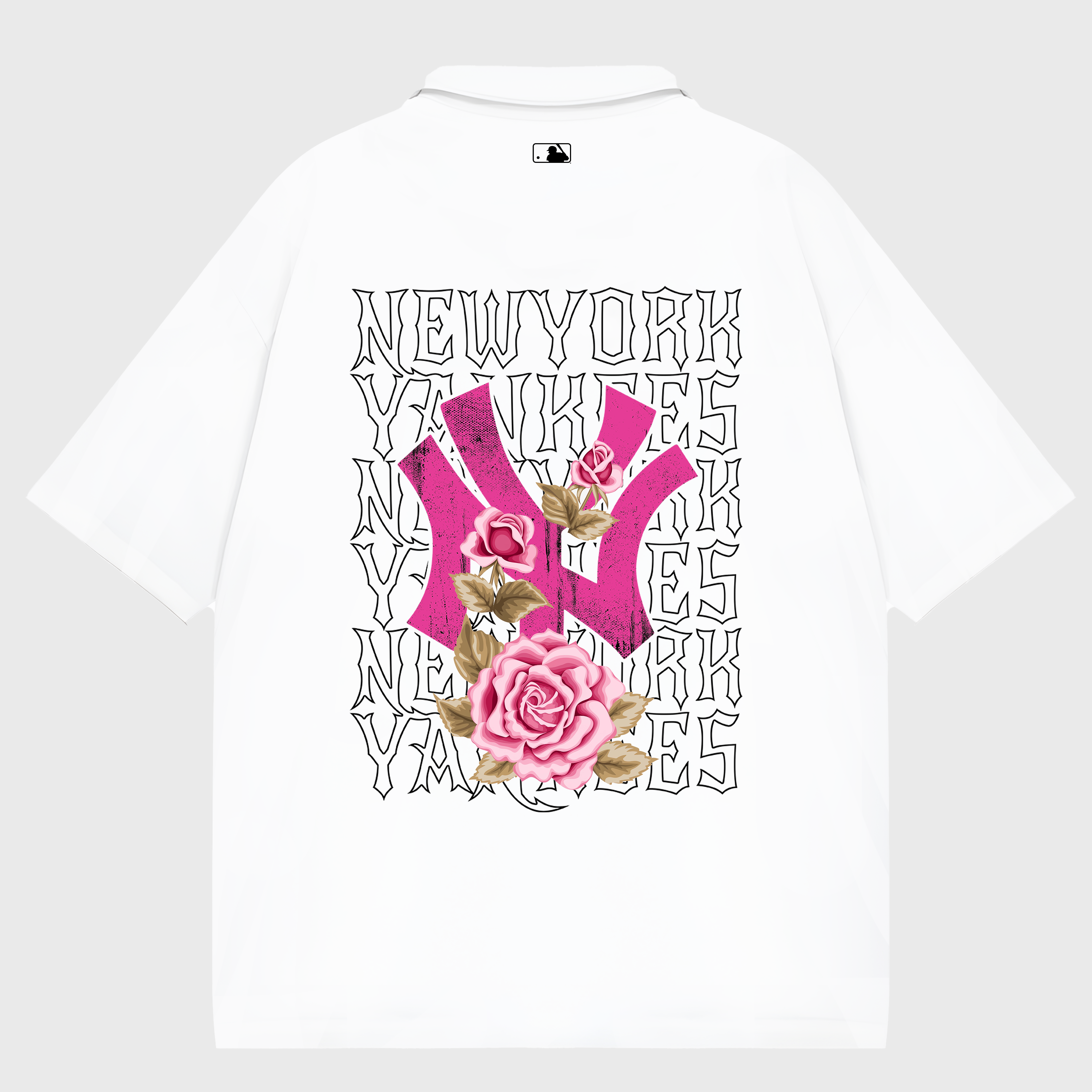 MLB Floral Pink Rose New York Yankees Polo