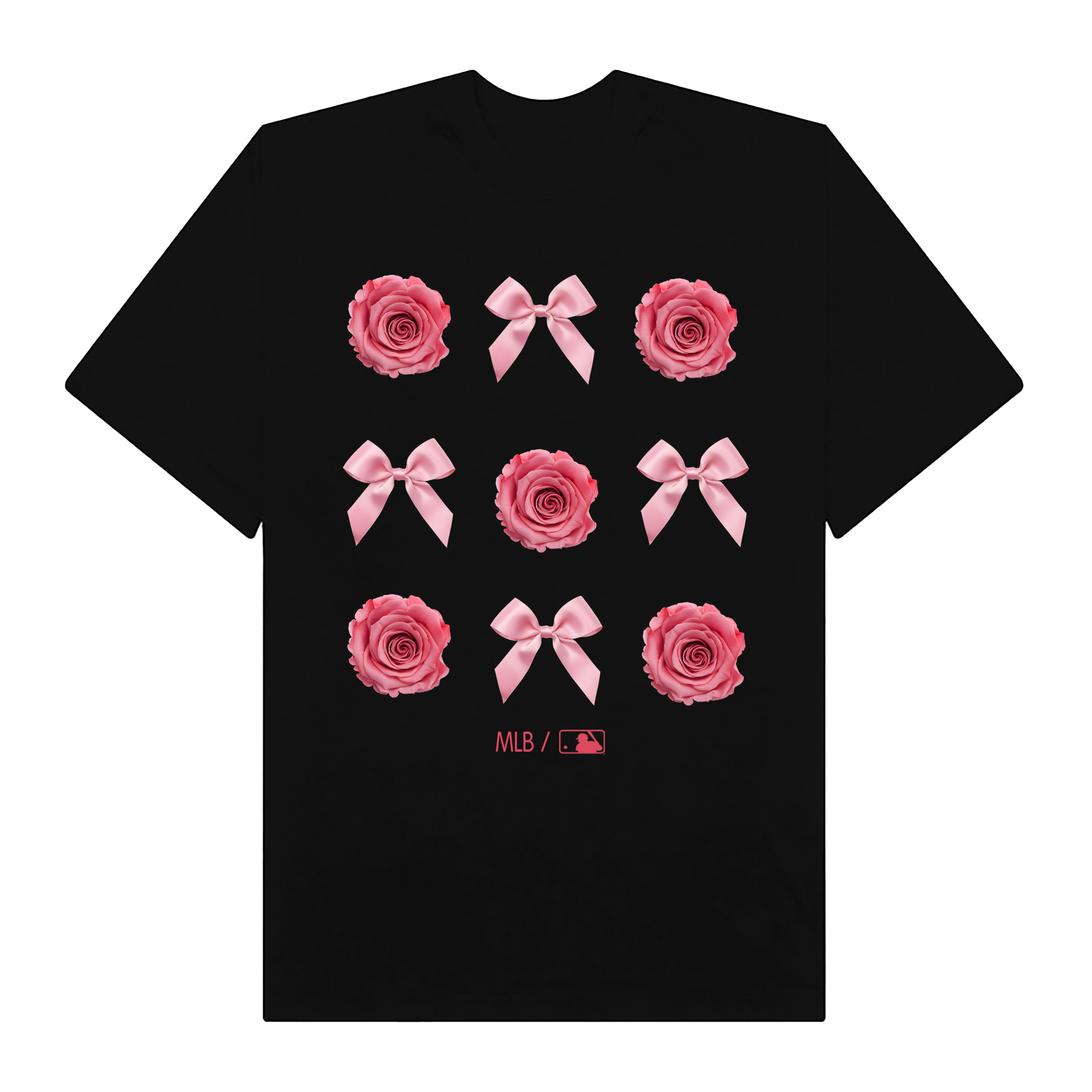 MLB Floral Pink Rose Ribbon T-Shirt