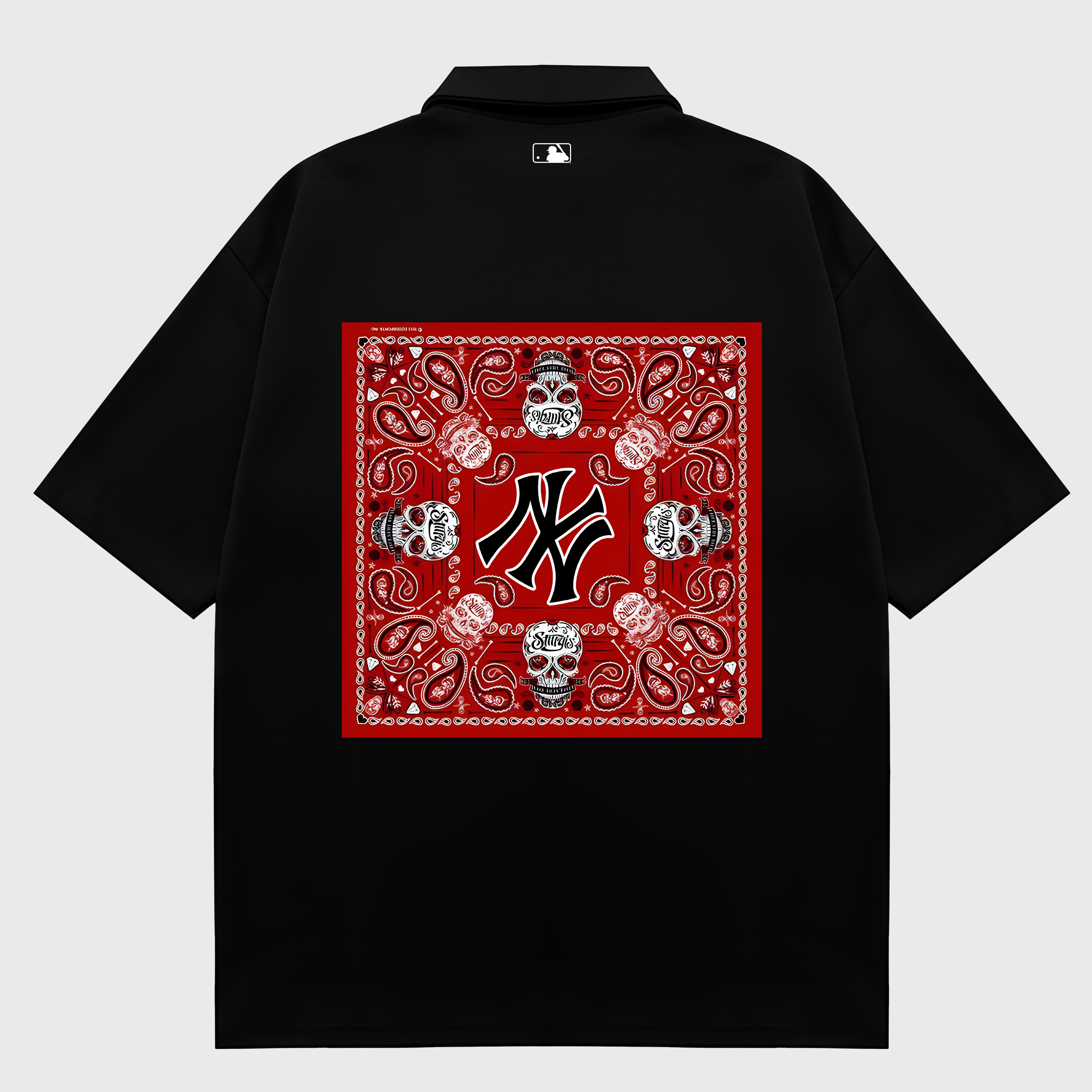 MLB Floral Red Bandana Skull Polo