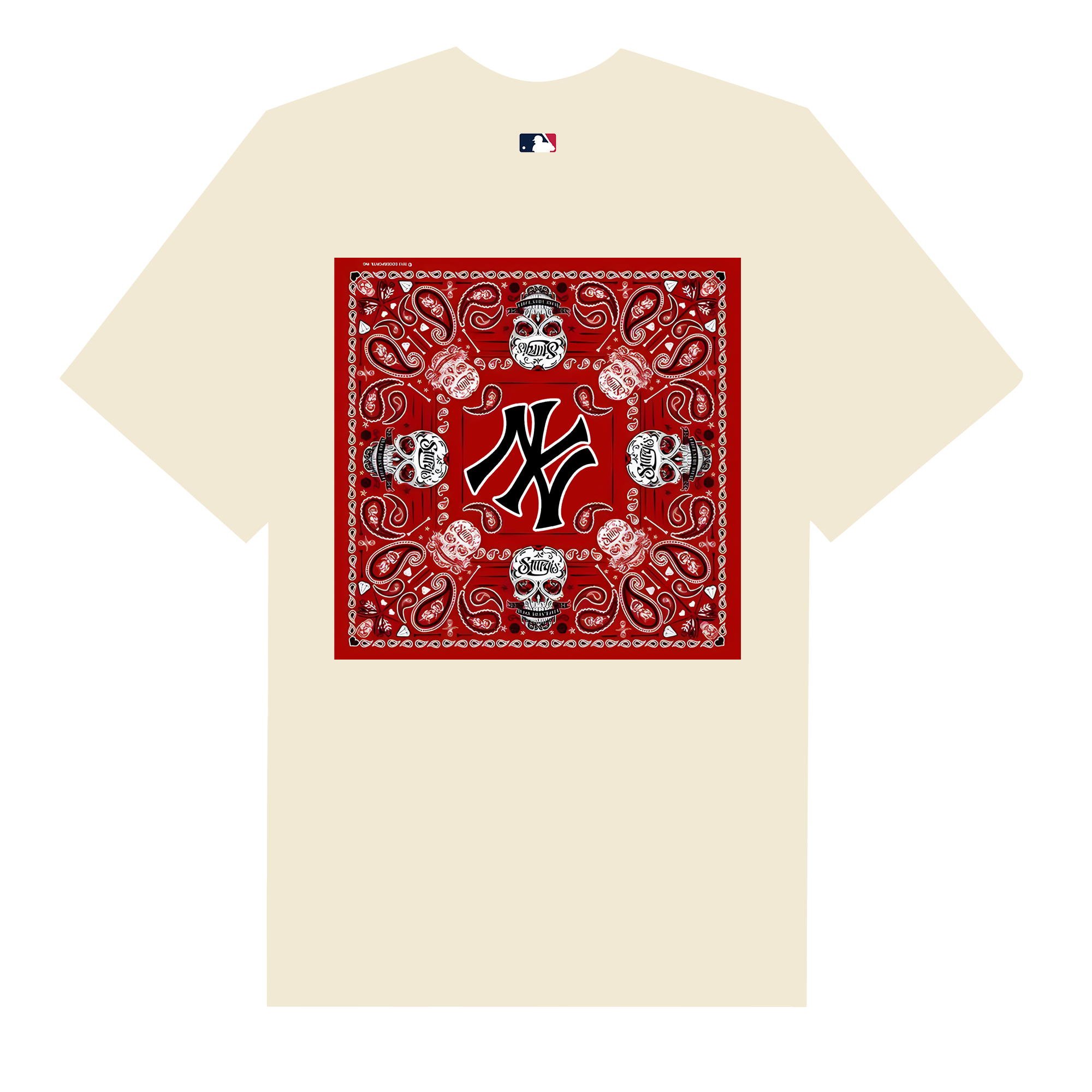 MLB Floral Red Bandana Skull T-Shirt
