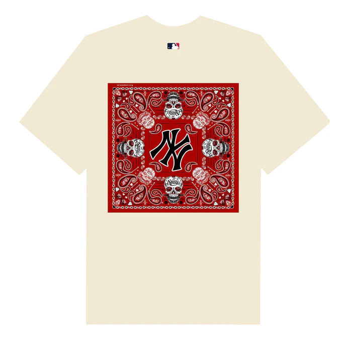 Flash Sale MLB Floral Red Bandana Skull T-Shirt