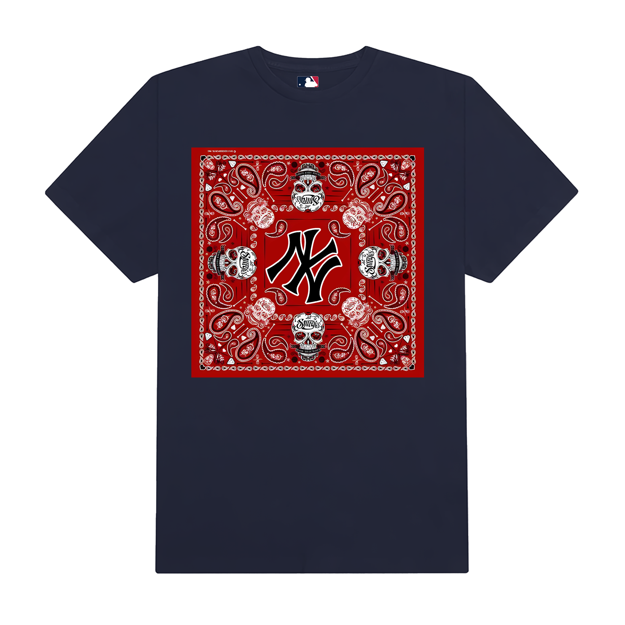MLB Floral Red Bandana Skull T-Shirt