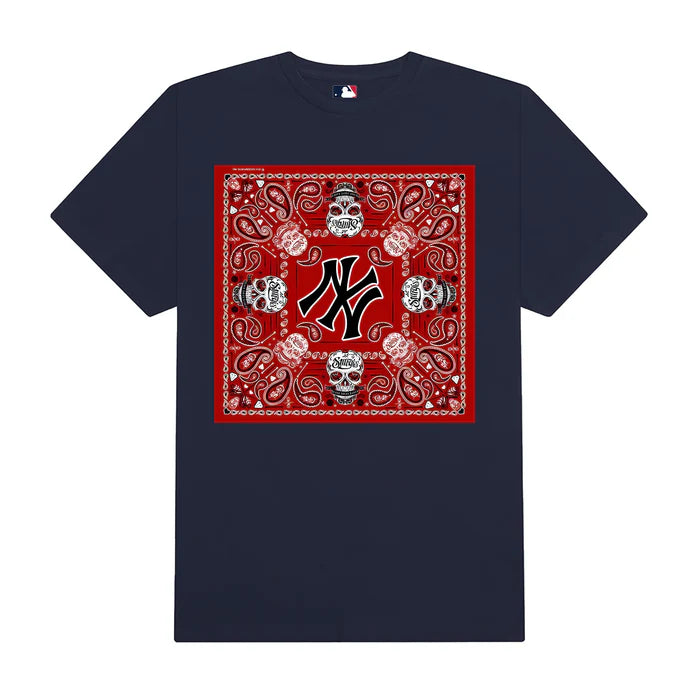 Flash Sale MLB Floral Red Bandana Skull T-Shirt