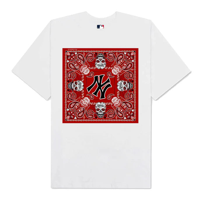 Flash Sale MLB Floral Red Bandana Skull T-Shirt