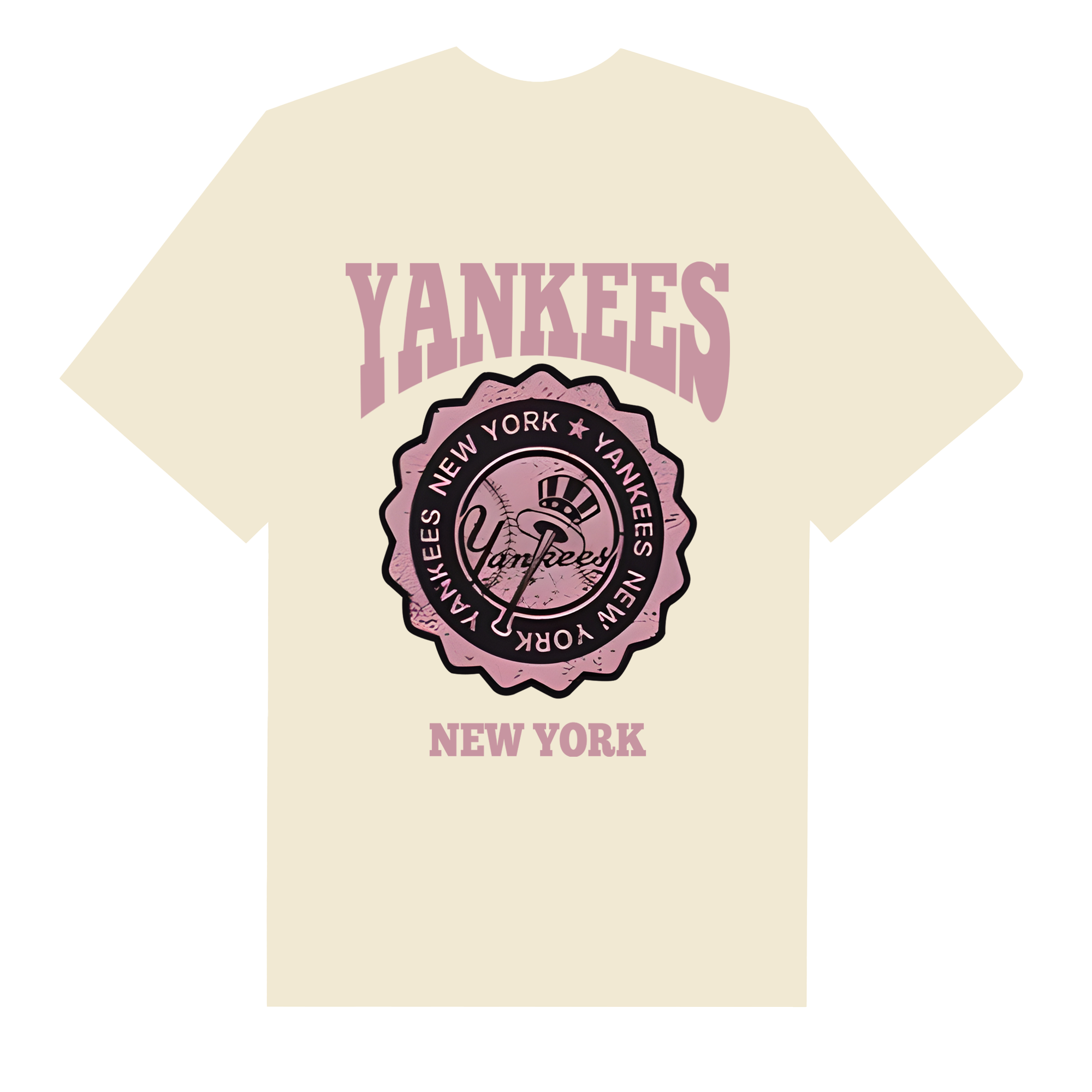 MLB Floral Yankees Retro Pink Logo T-Shirt