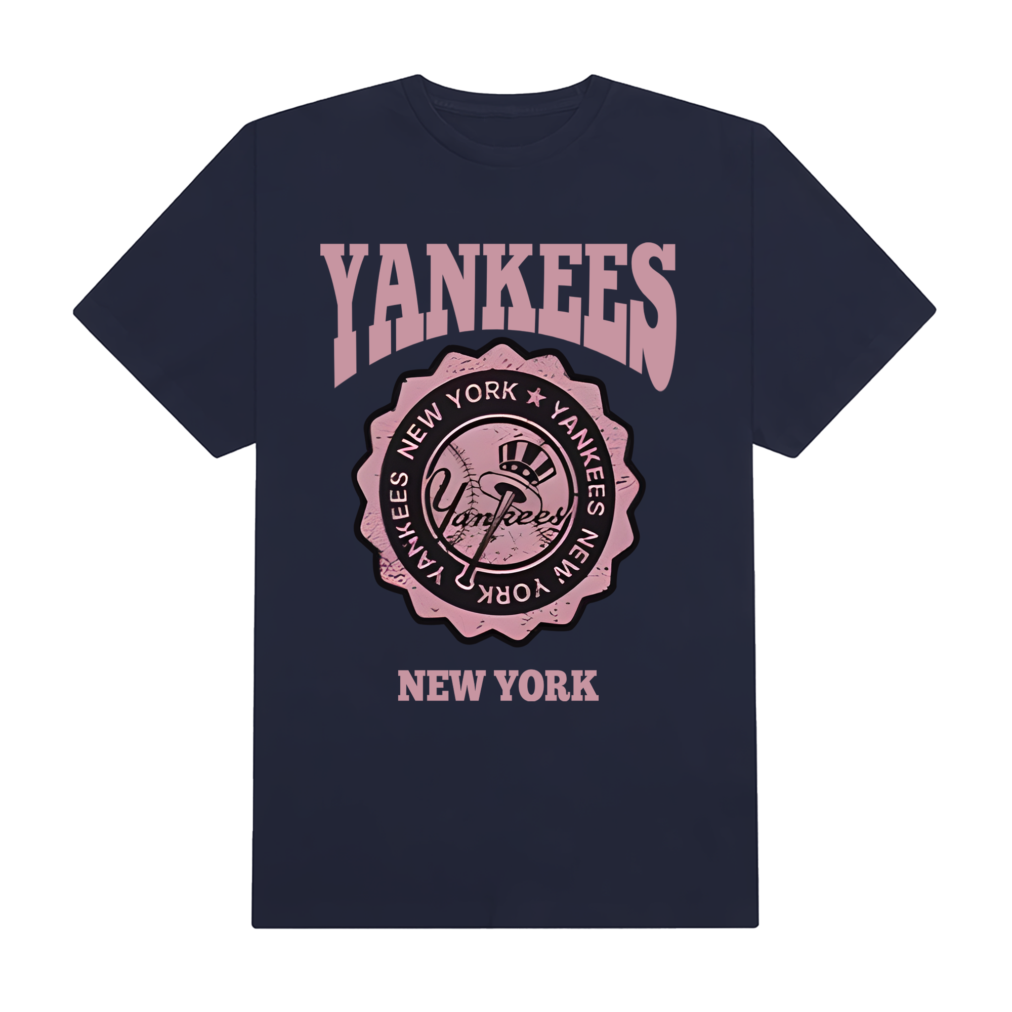 MLB Floral Yankees Retro Pink Logo T-Shirt