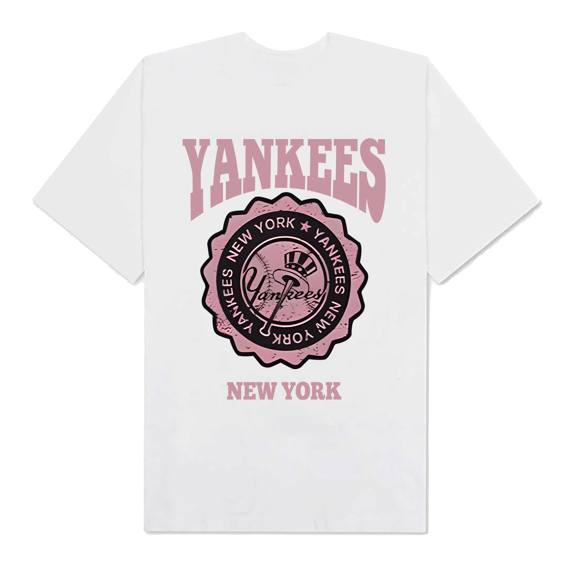 MLB Floral Yankees Retro Pink Logo T-Shirt