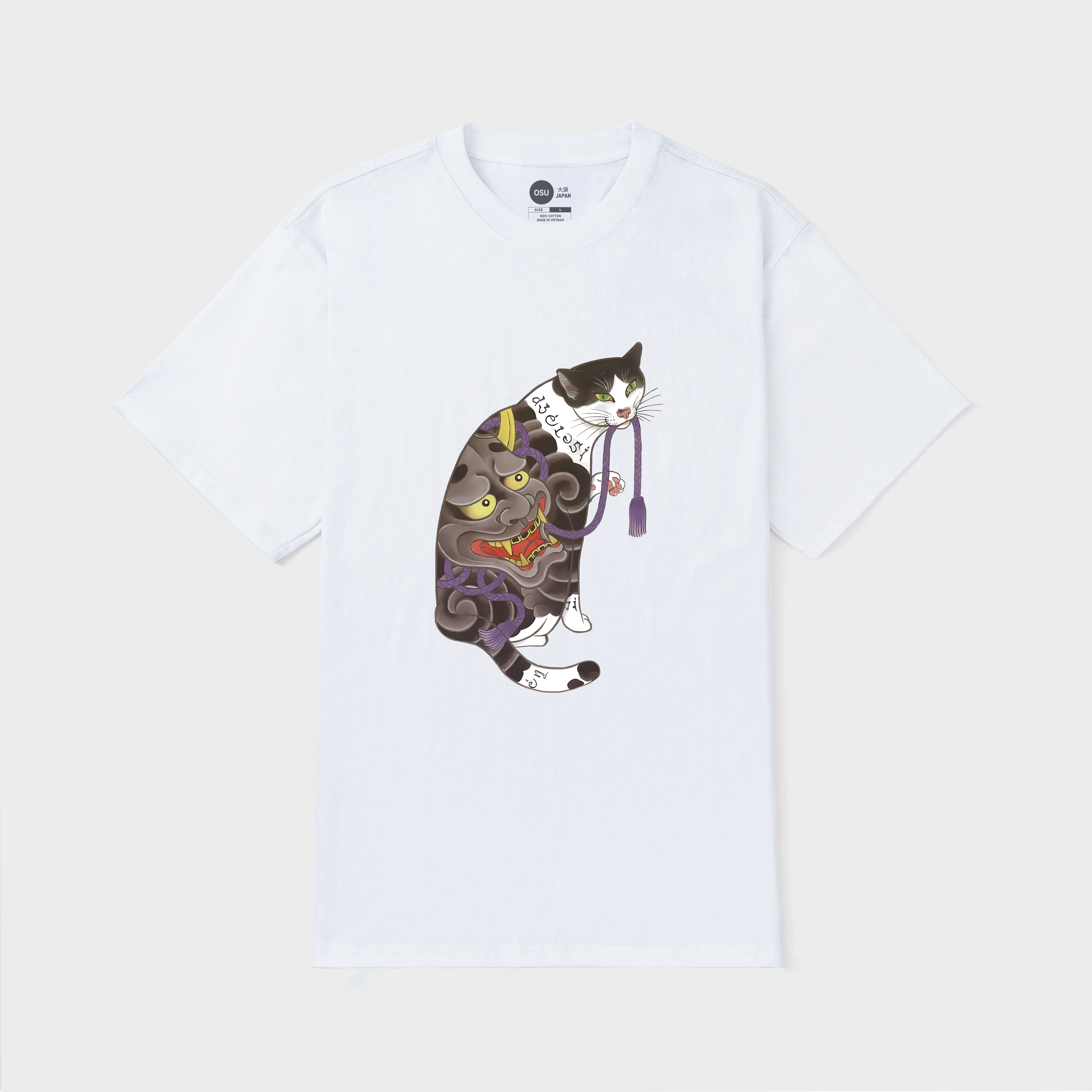 HAPPY JAPANESE CAT T-SHIRT / TRẮNG