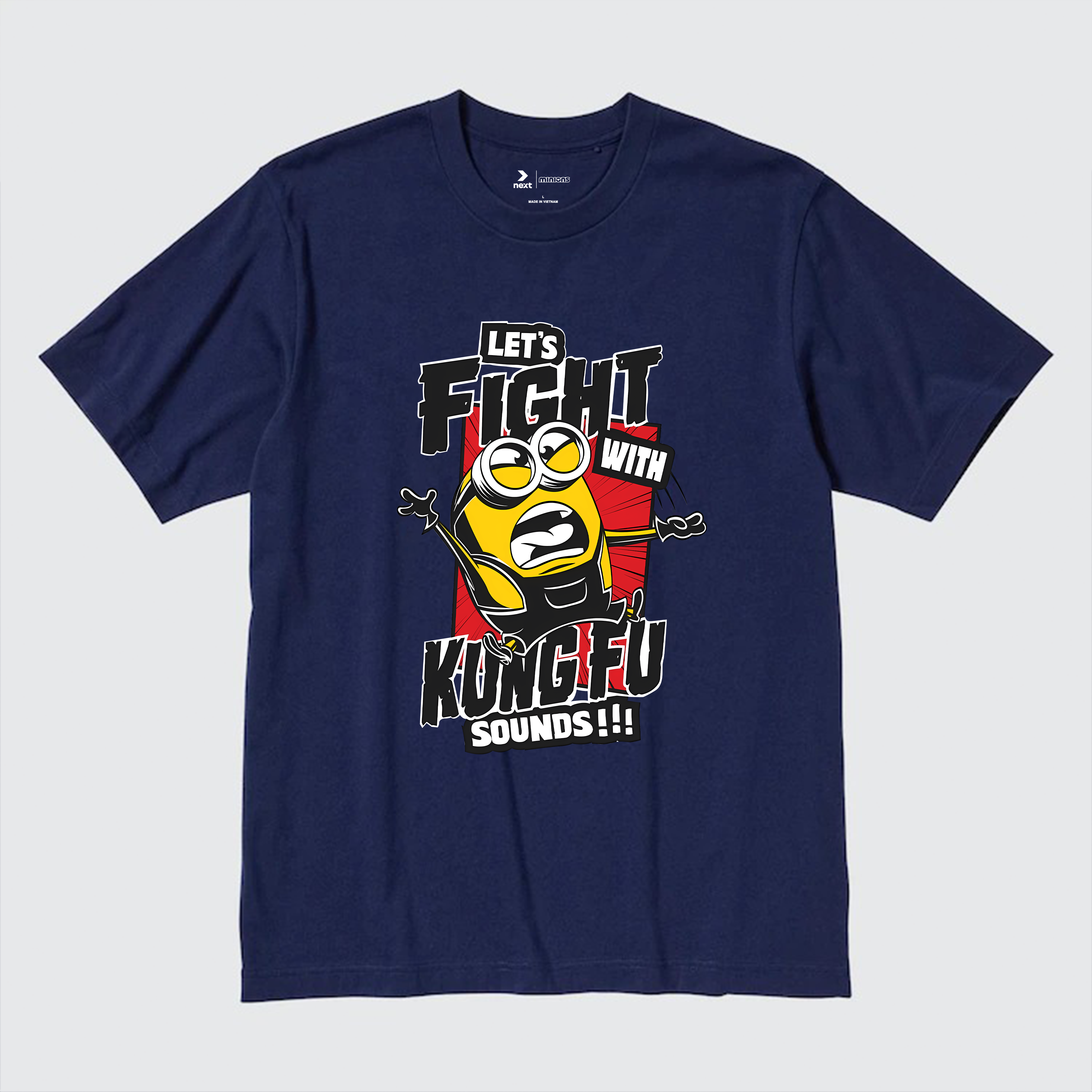 MINIONS FIGH WITH KUNG-FU SOUNDS T-SHIRT / NAVY