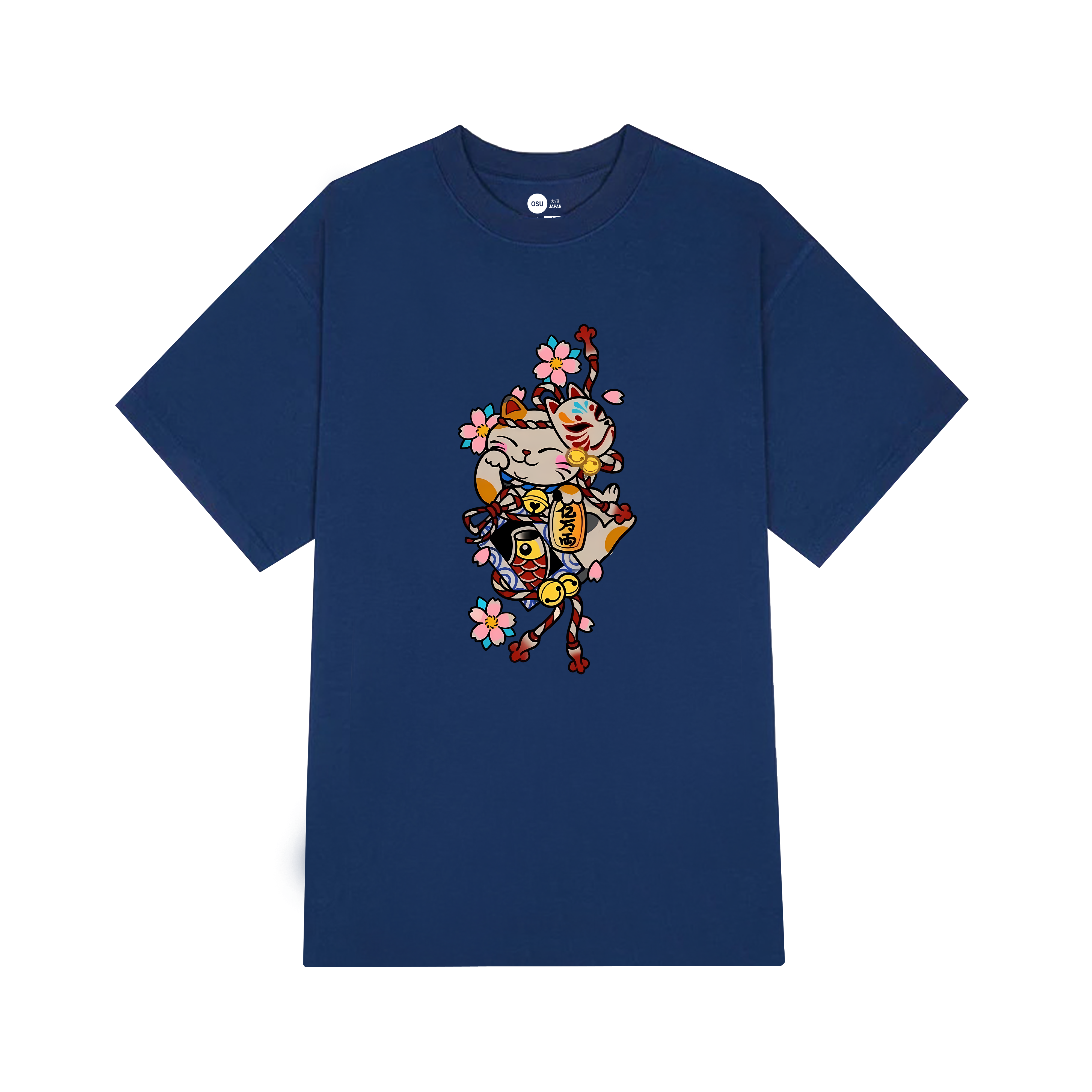 JAPANESE LUCKY CAT BABY T-SHIRT / NAVY