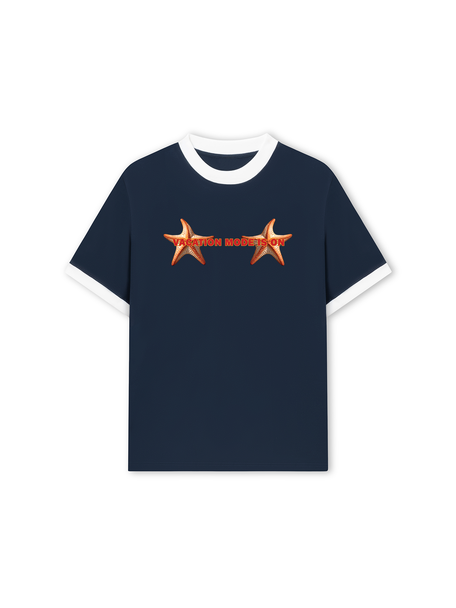 Áo Thun Ringer Relaxed Fit Tropical Starfish Vacation Mode Is On