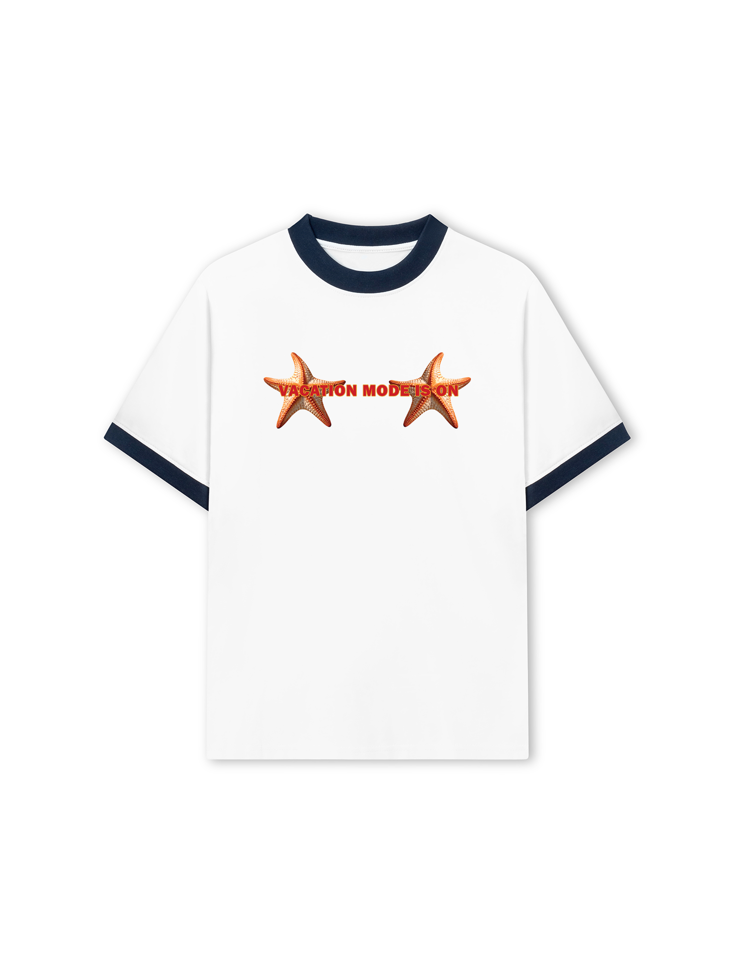 Áo Thun Ringer Relaxed Fit Tropical Starfish Vacation Mode Is On