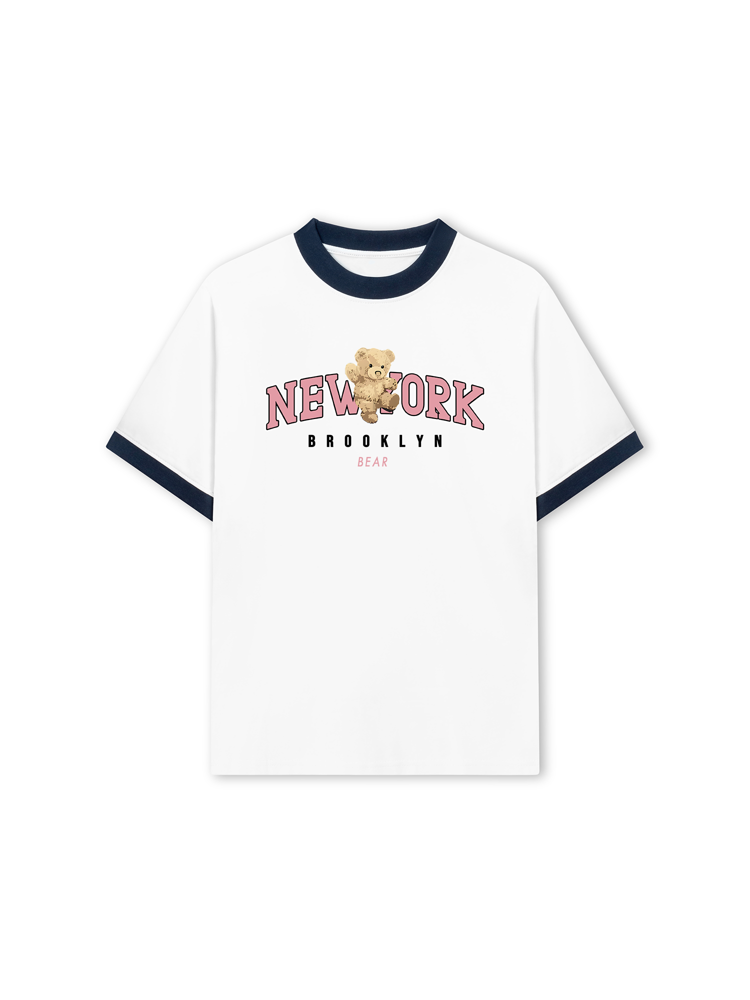 Áo Thun Ringer Relaxed Fit City Pink New York Bear