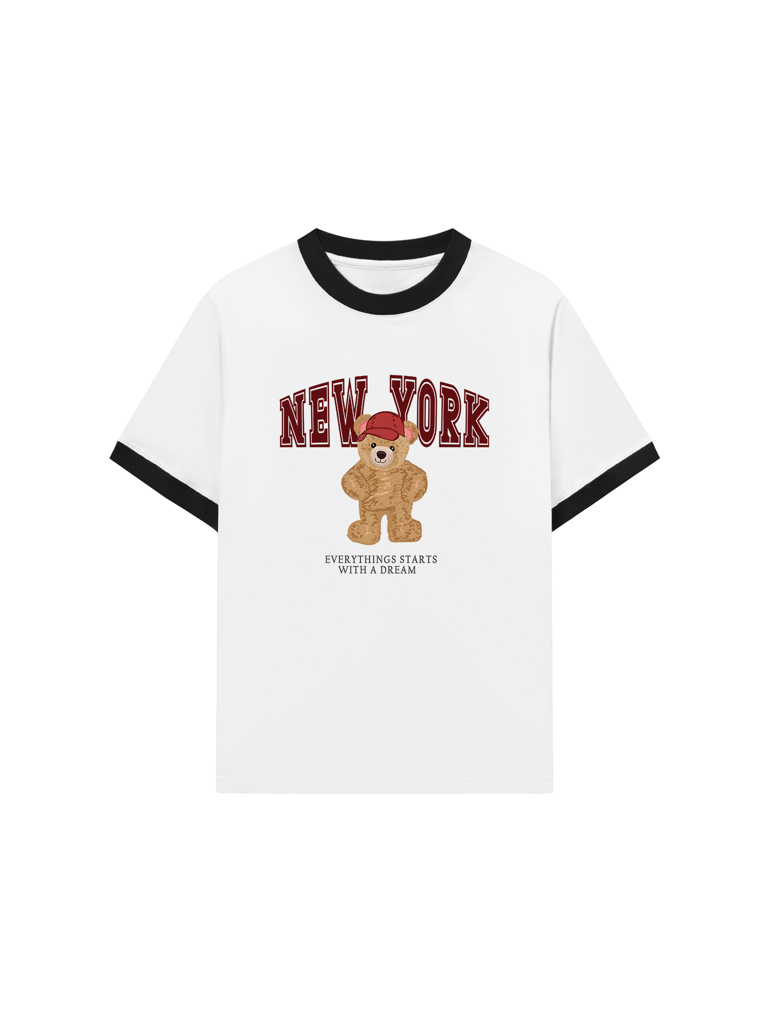 Áo Thun Ringer Relaxed Fit City New York Red Bear