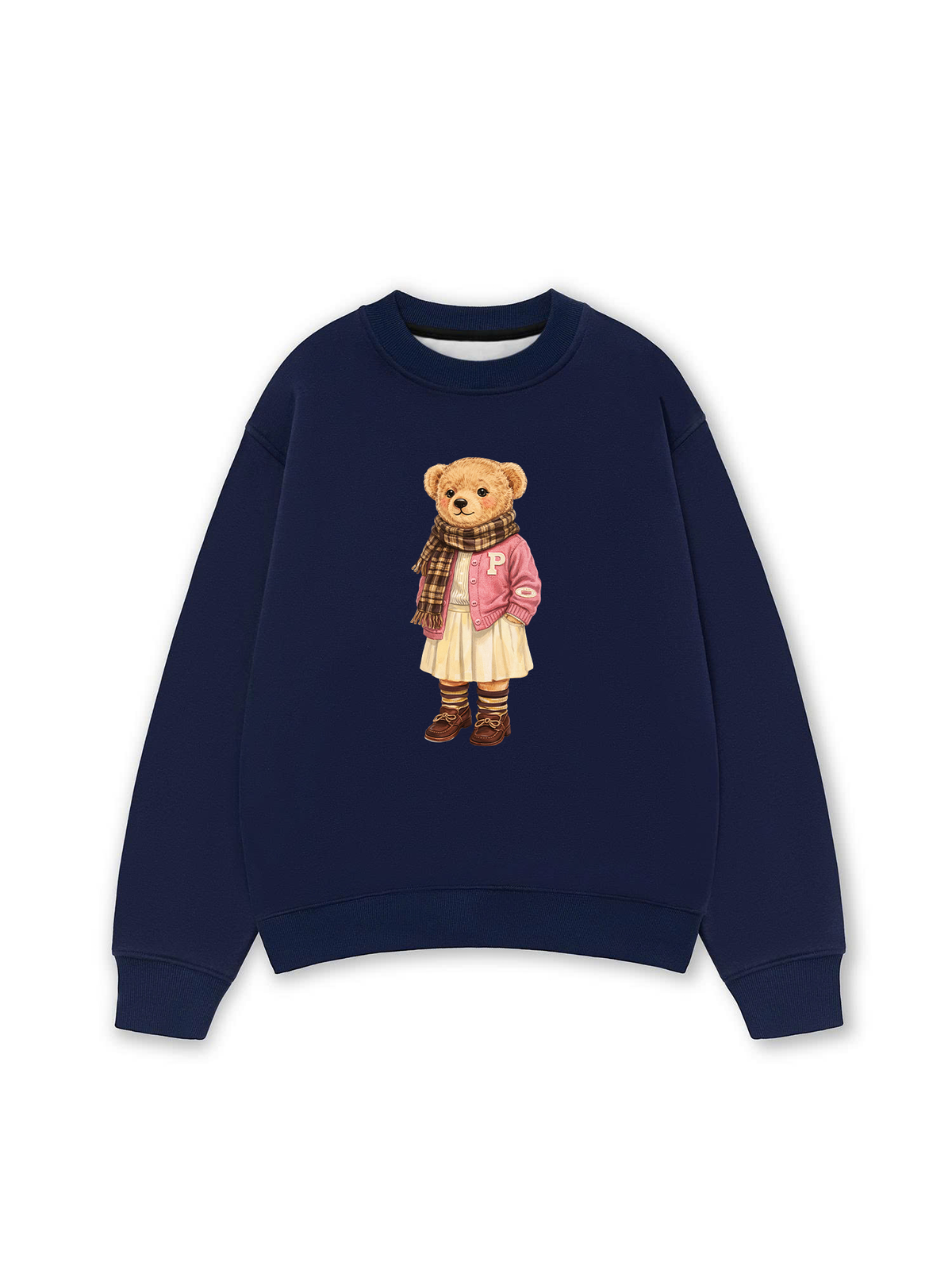Áo Sweater Nỉ Hai Da Pink Girl Bear