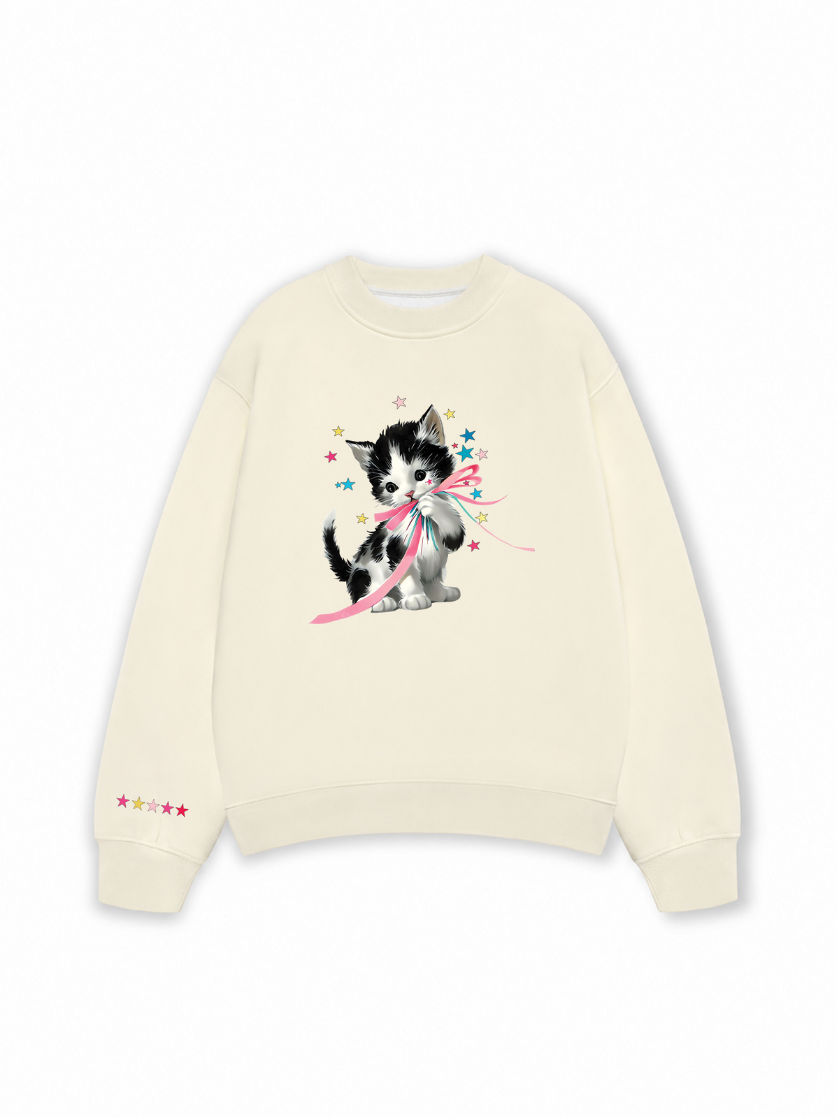 Áo Sweater Nỉ Hai Da Soft Paw Cute Cat With Star
