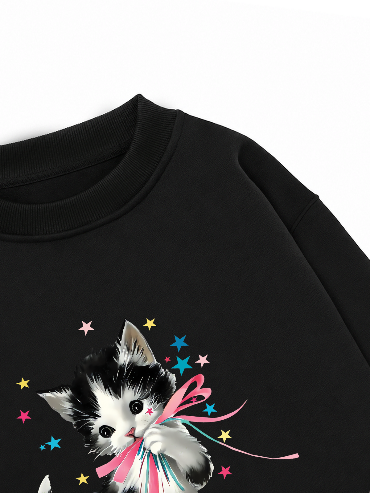 Áo Sweater Nỉ Hai Da Soft Paw Cute Cat With Star