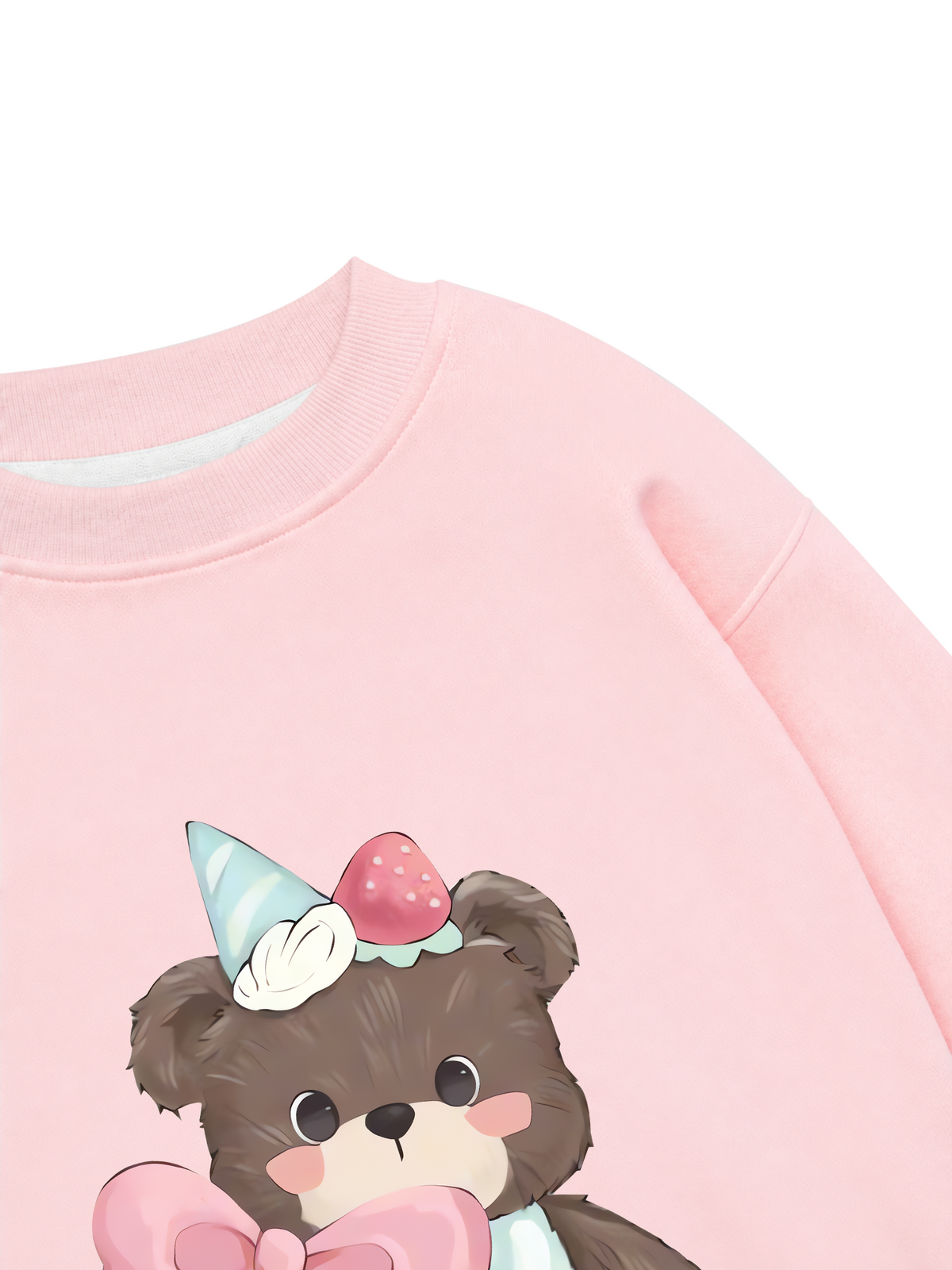 Áo Sweater Nỉ Hai Da Soft Paw Strawberry Bear