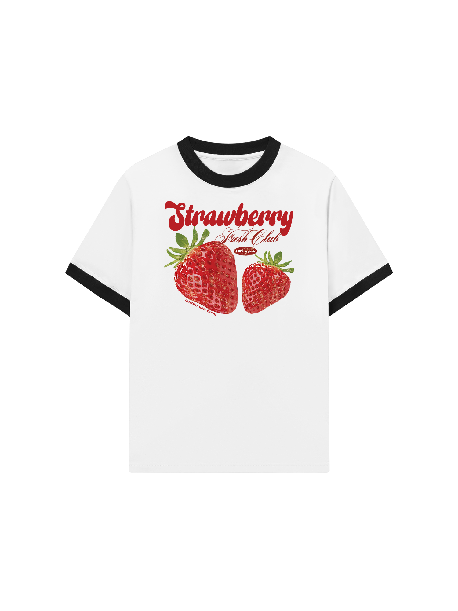 Áo Thun Ringer Relaxed Fit Tropical Strawberry Fresh Club
